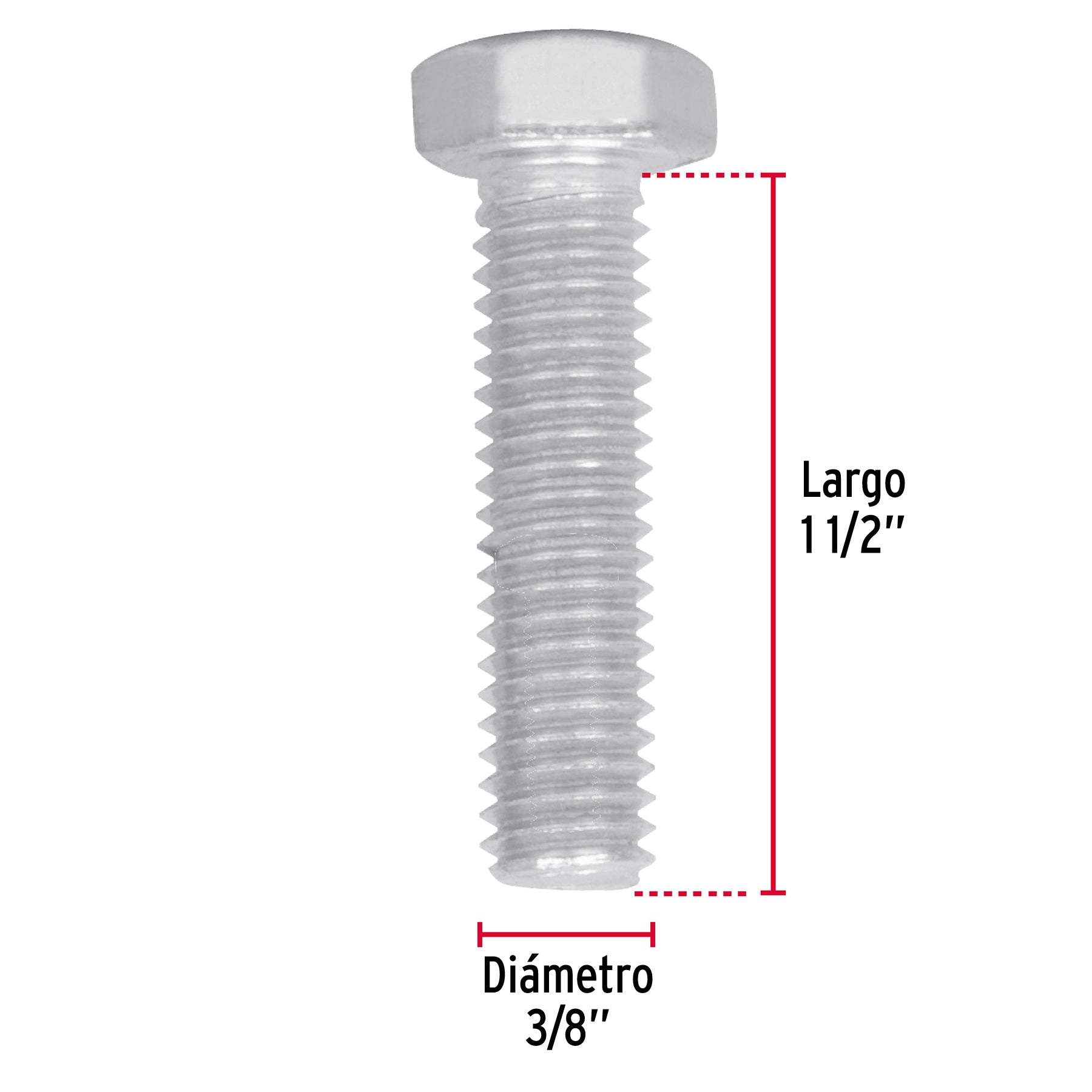 Bolsa con 70 tornillos 3/8" x 1-1/2" tipo máquina, FIERO