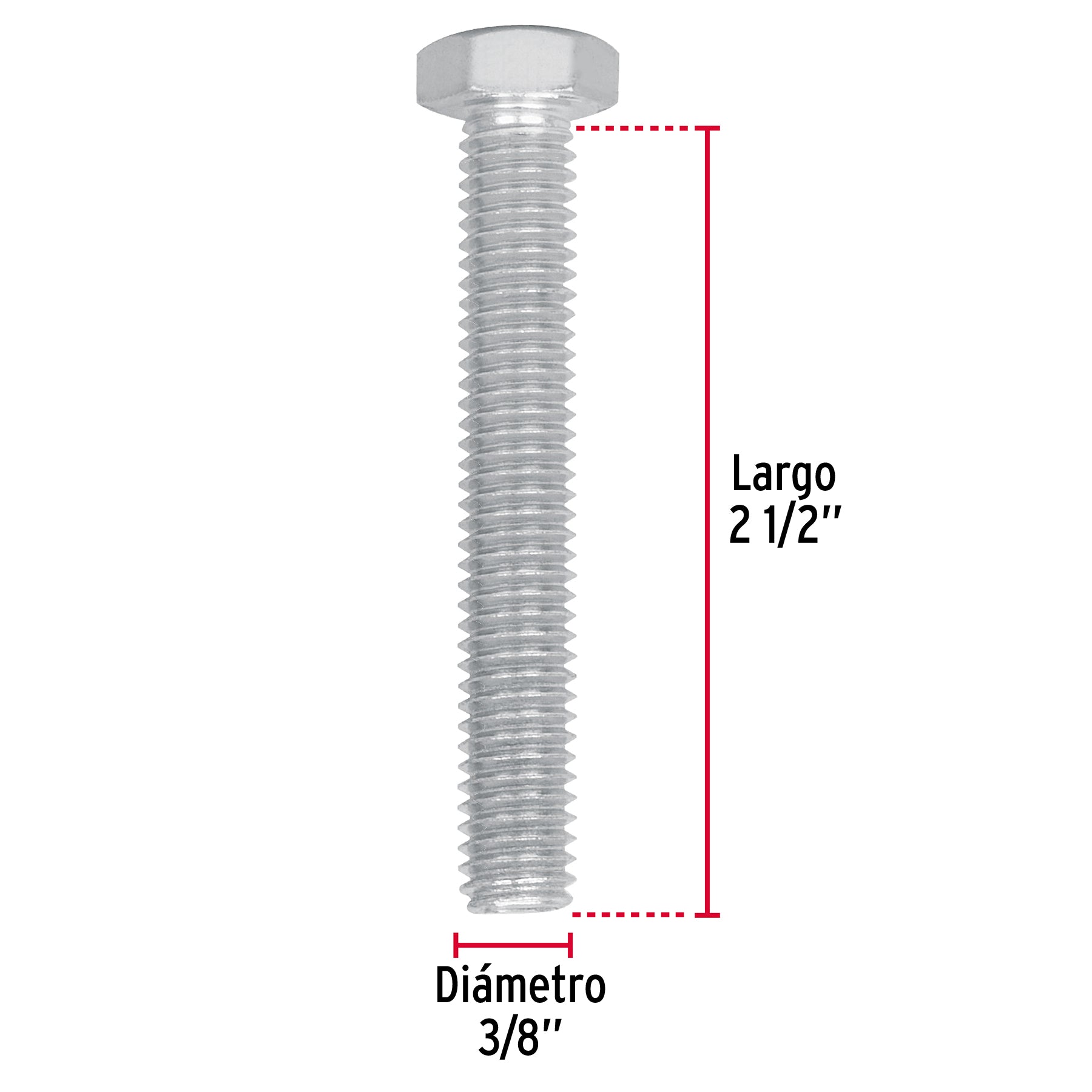 Bolsa con 50 tornillos 3/8" x 2-1/2" tipo máquina, FIERO