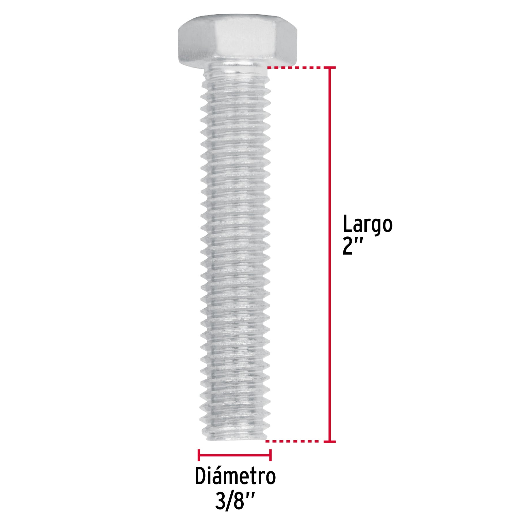 Bolsa con 60 tornillos 3/8" x 2" tipo máquina, FIERO
