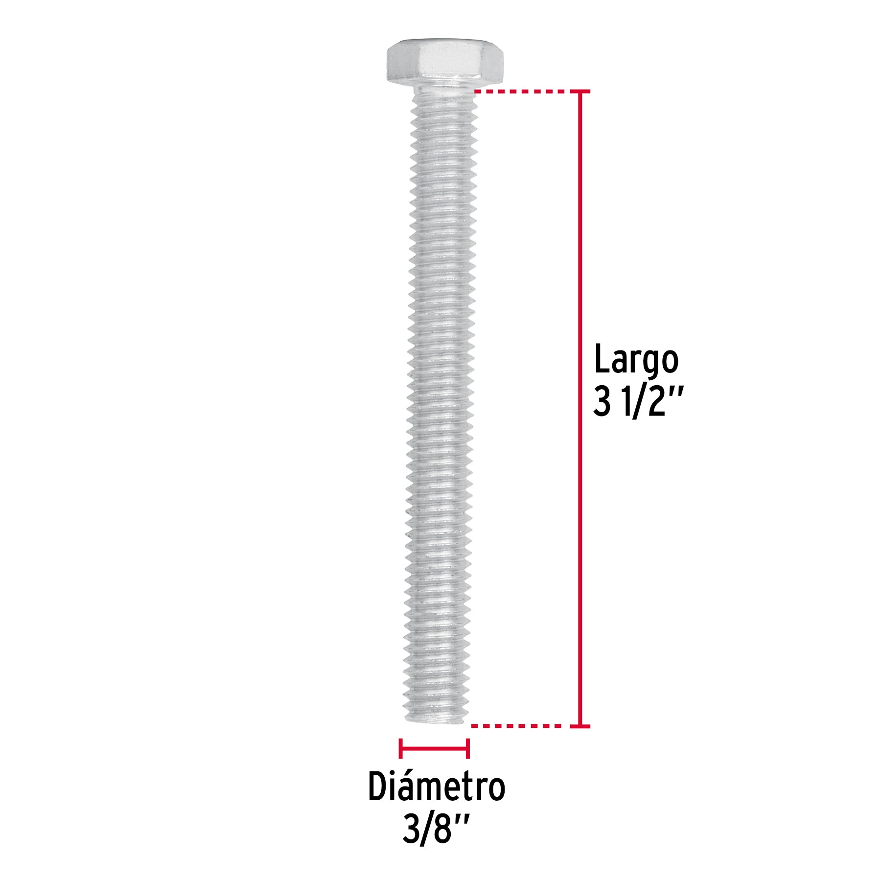 Bolsa con 30 tornillos 3/8" x 3-1/2" tipo máquina, FIERO