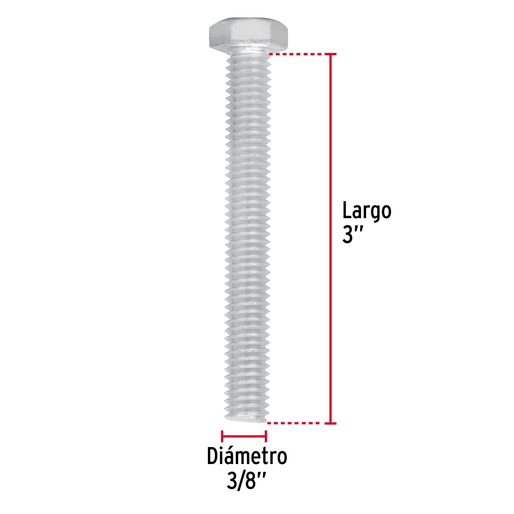 Bolsa con 40 tornillos 3/8" x 3" tipo máquina, FIERO