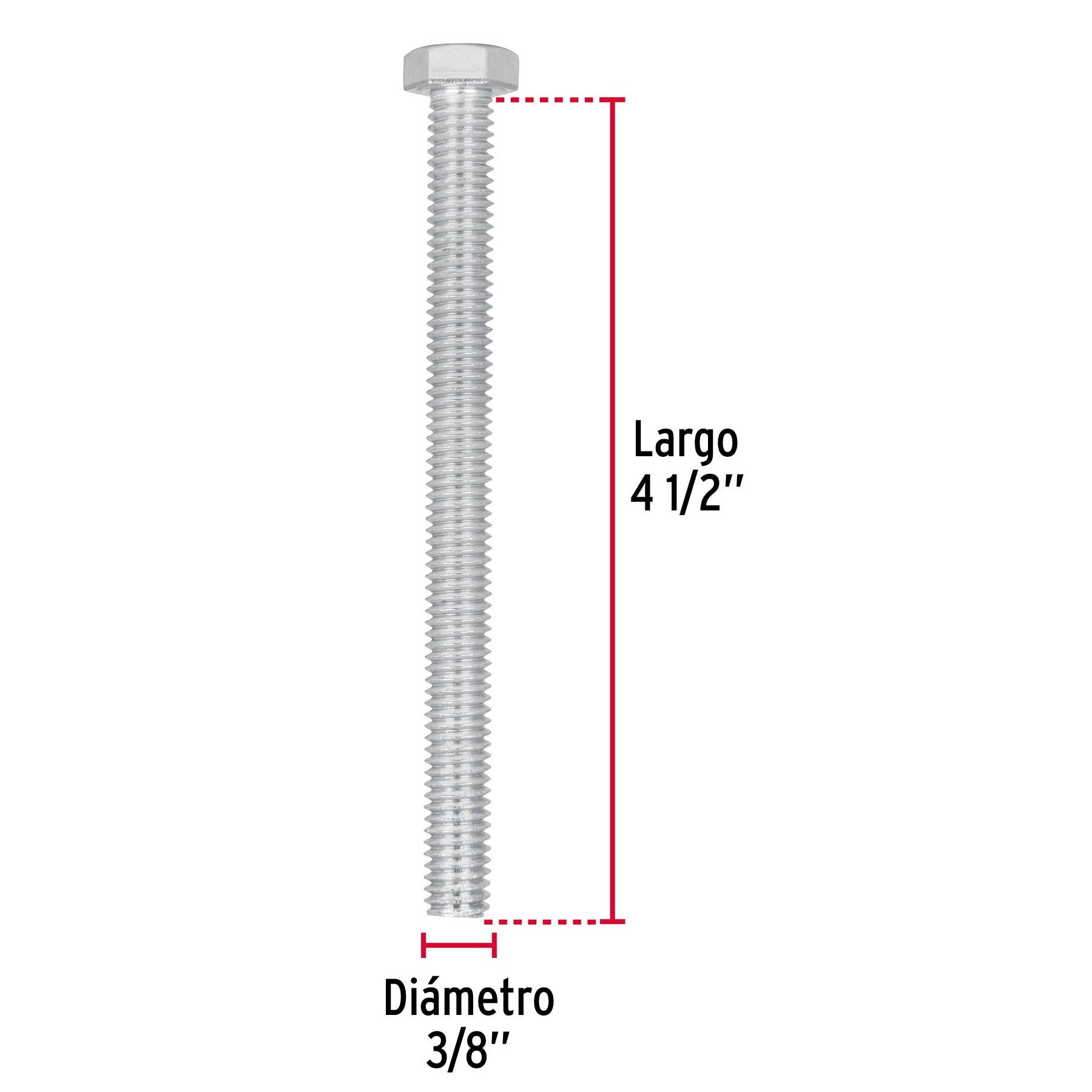 Bolsa con 15 tornillos 3/8" x 4-1/2" tipo máquina, FIERO