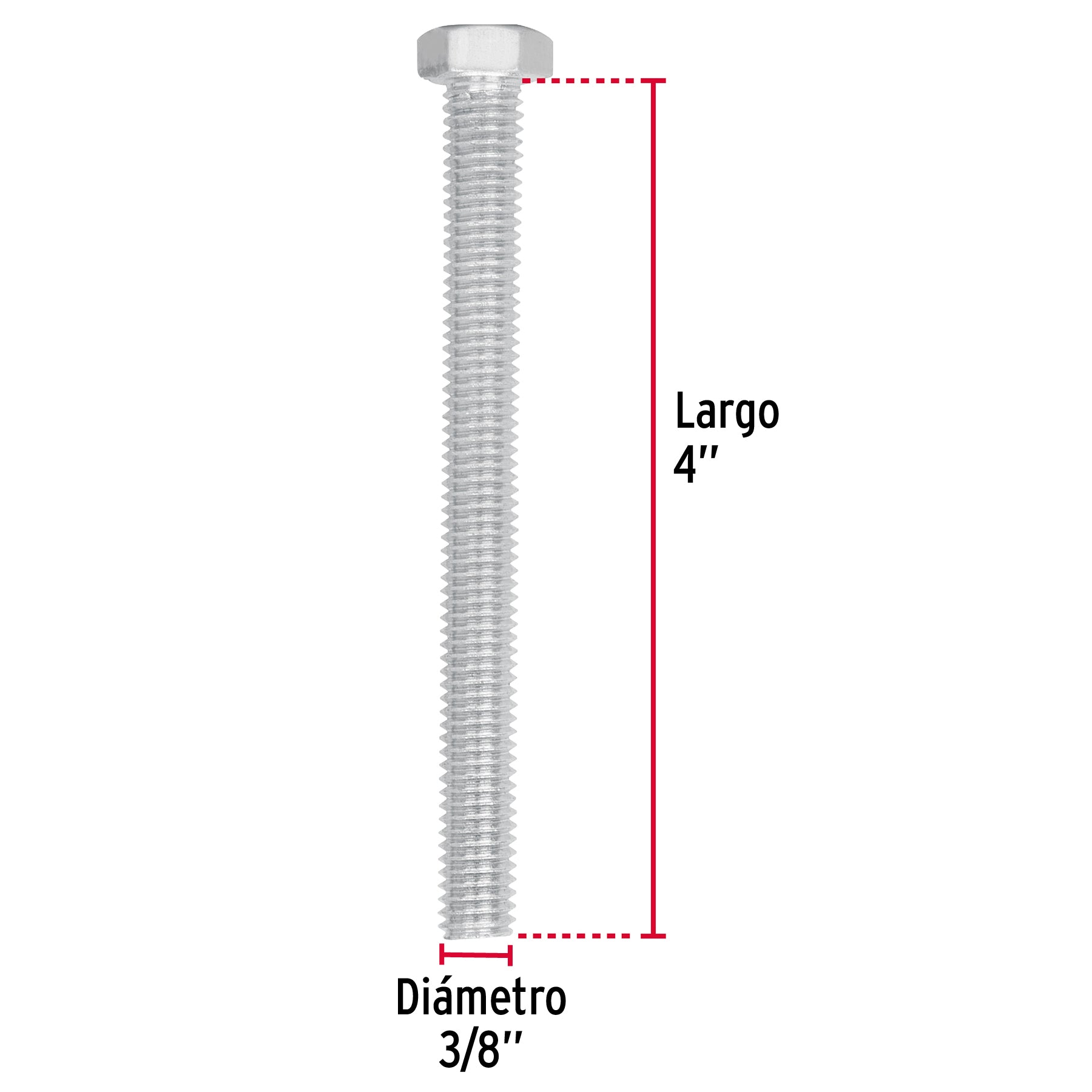 Bolsa con 30 tornillos 3/8" x 4" tipo máquina, FIERO