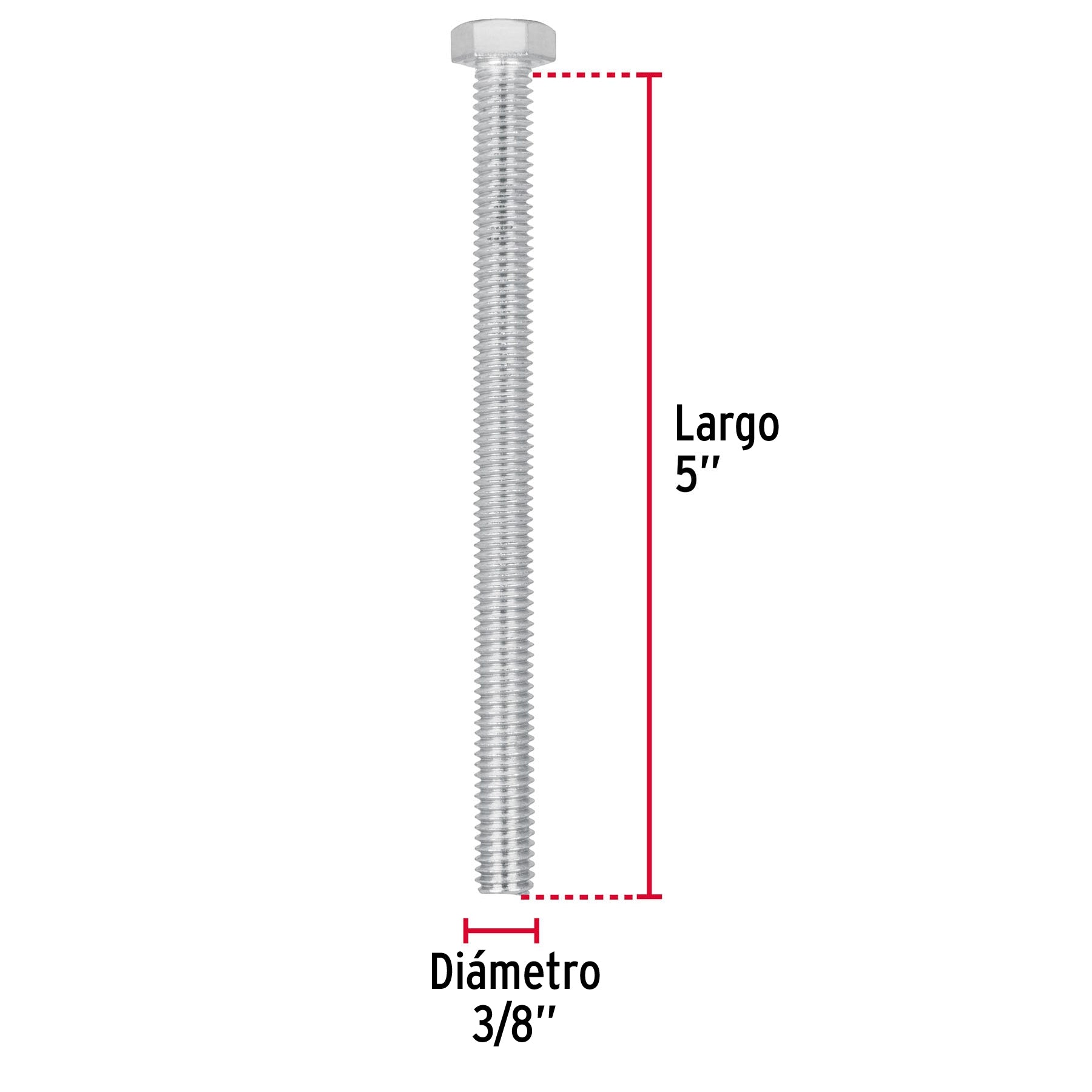 Bolsa con 15 tornillos 3/8" x 5" tipo máquina, FIERO