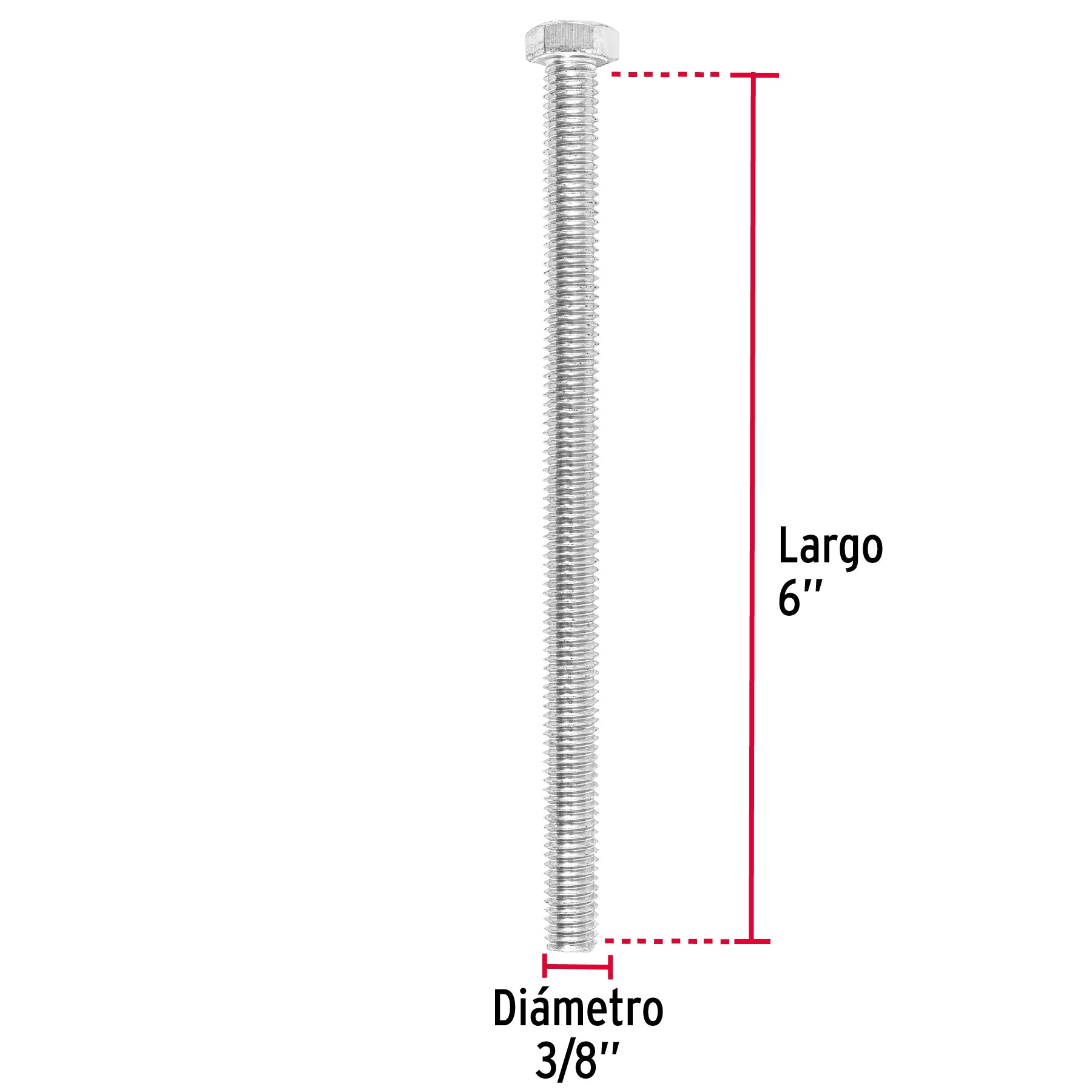 Bolsa con 15 tornillos 3/8" x 6" tipo máquina, FIERO