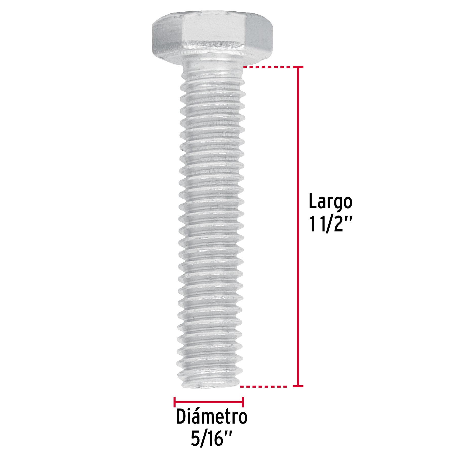 Bolsa con 50 tornillos 5/16" x 1-1/2" tipo máquina, FIERO