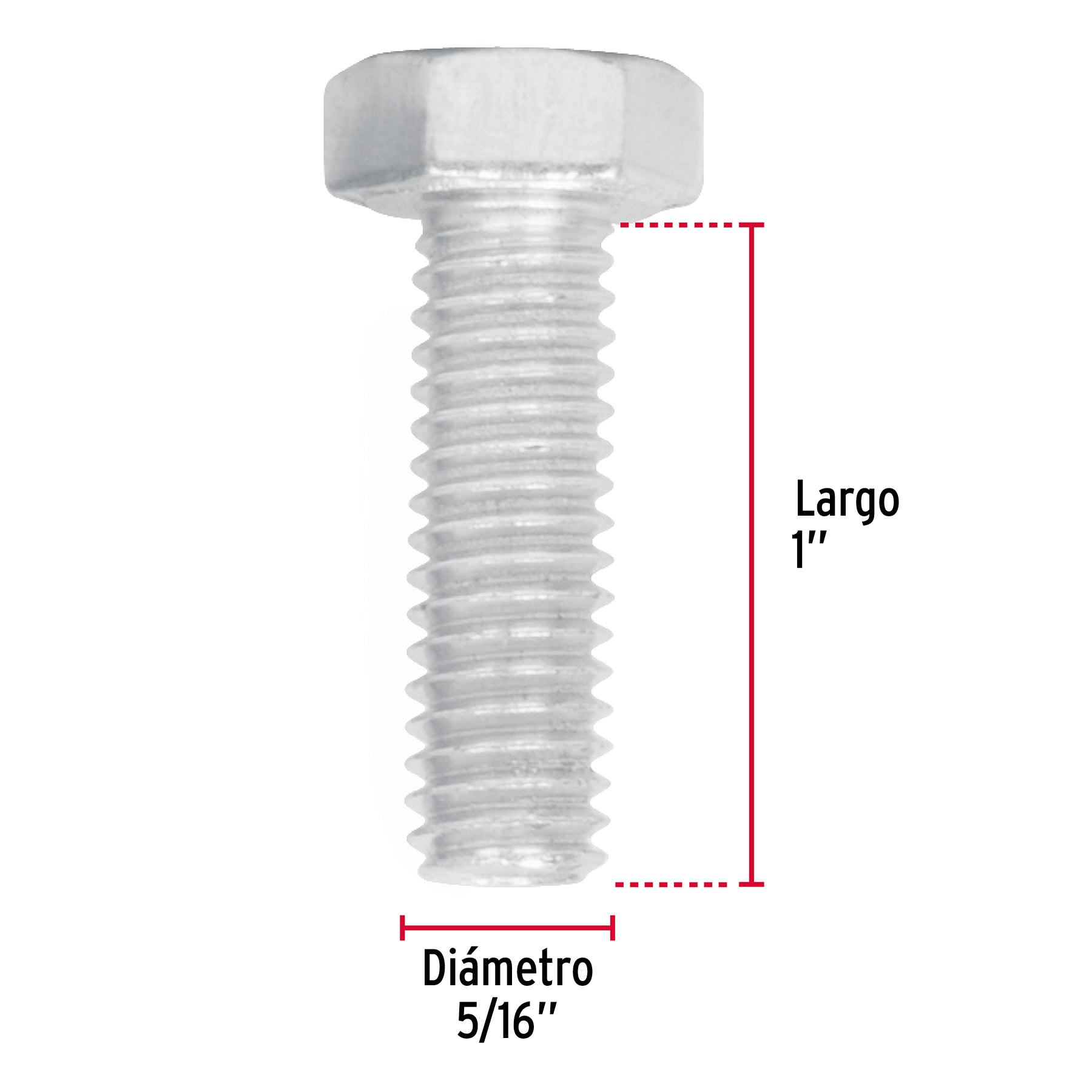 Bolsa con 60 tornillos 5/16" x 1" tipo máquina, FIERO