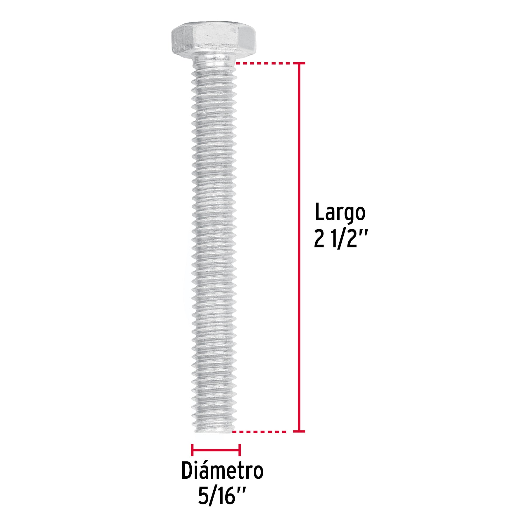 Bolsa con 60 tornillos 5/16" x 2-1/2" tipo máquina, FIERO