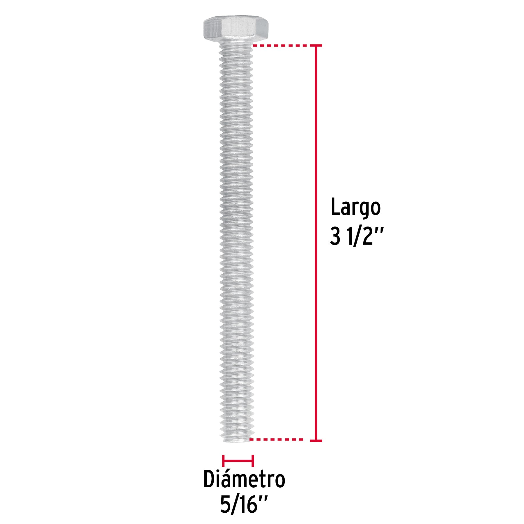 Bolsa con 50 tornillos 5/16" x 3-1/2" tipo máquina, FIERO