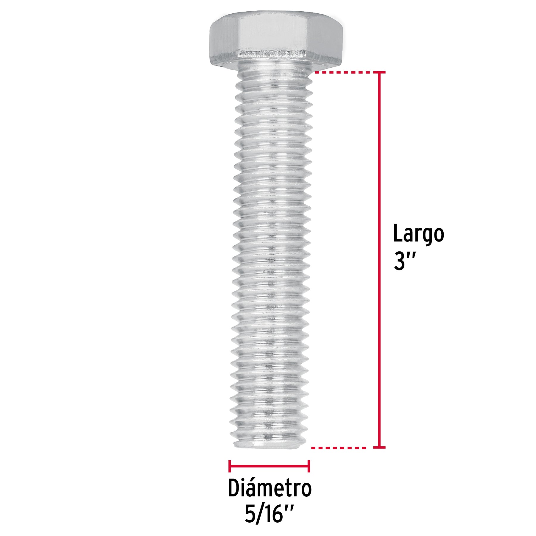 Bolsa con 60 tornillos 5/16" x 3" tipo máquina, FIERO