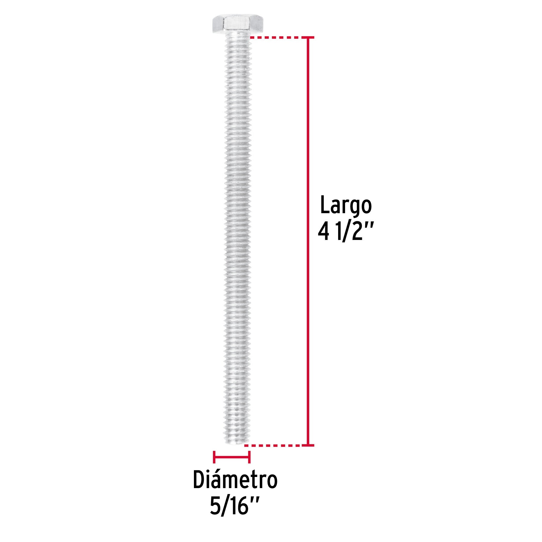 Bolsa con 30 tornillos 5/16" x 4-1/2" tipo máquina, FIERO