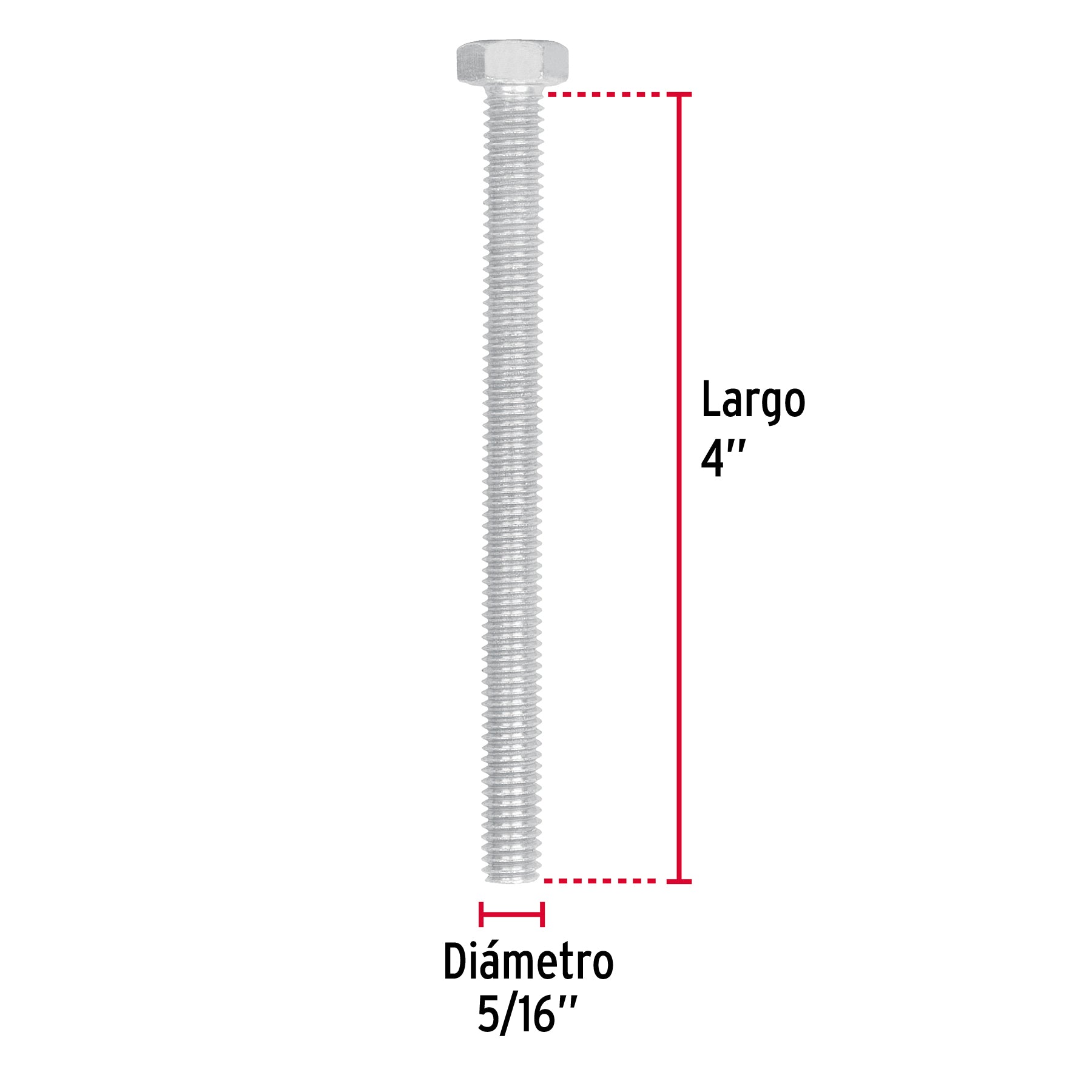 Bolsa con 50 tornillos 5/16" x 4" tipo máquina, FIERO