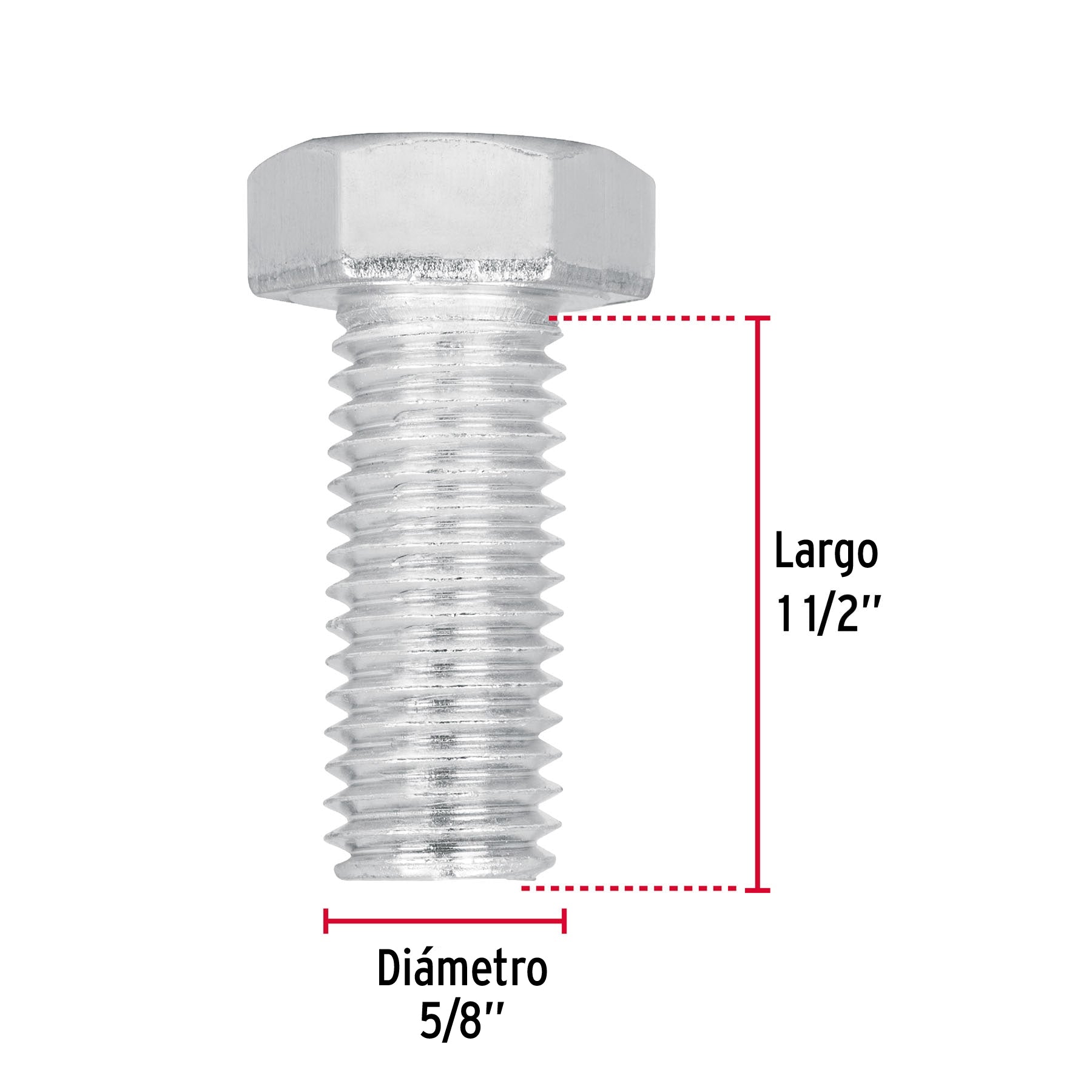 Bolsa con 10 tornillos 5/8" x 1-1/2" tipo máquina, FIERO
