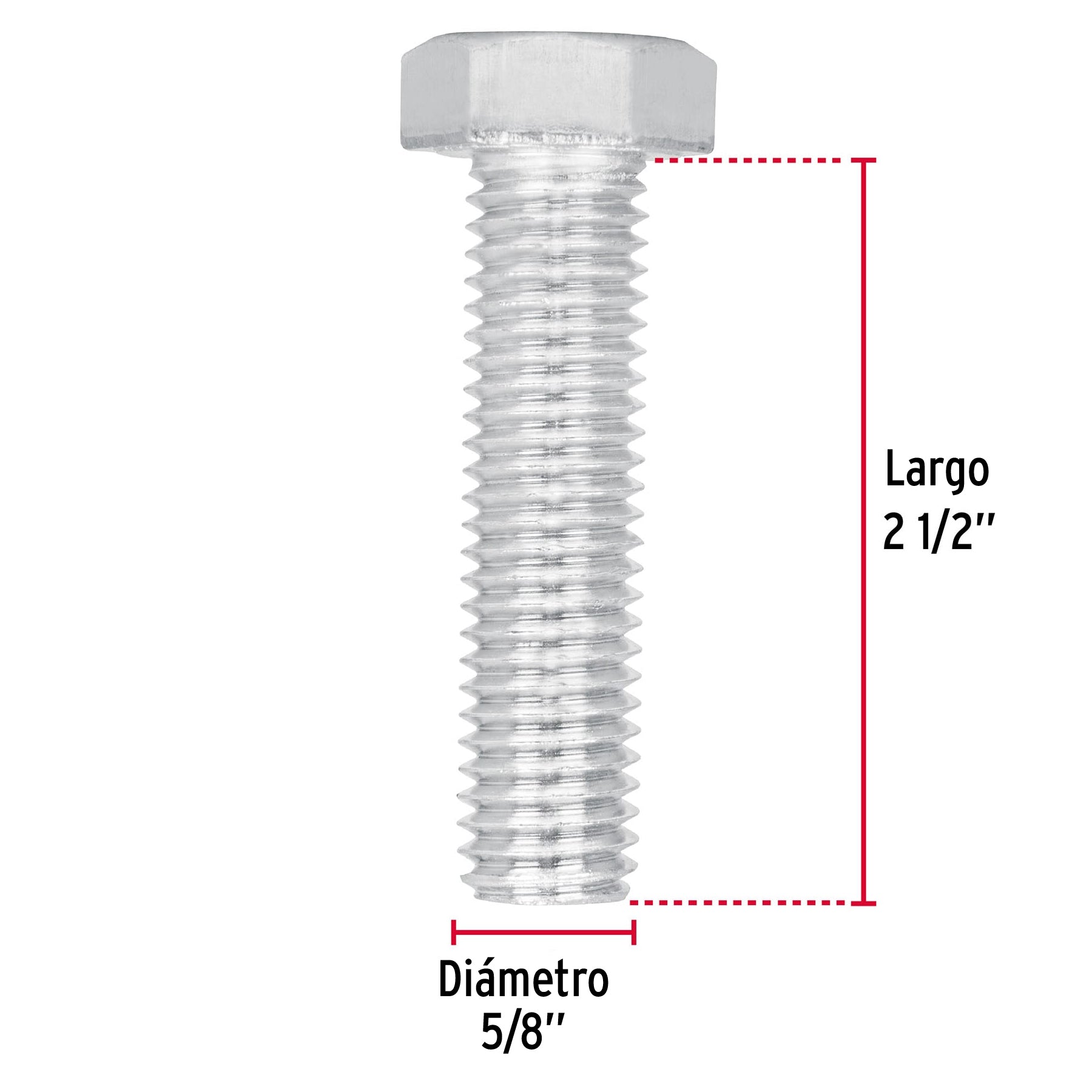 Bolsa con 8 tornillos 5/8" x 2-1/2" tipo máquina, FIERO