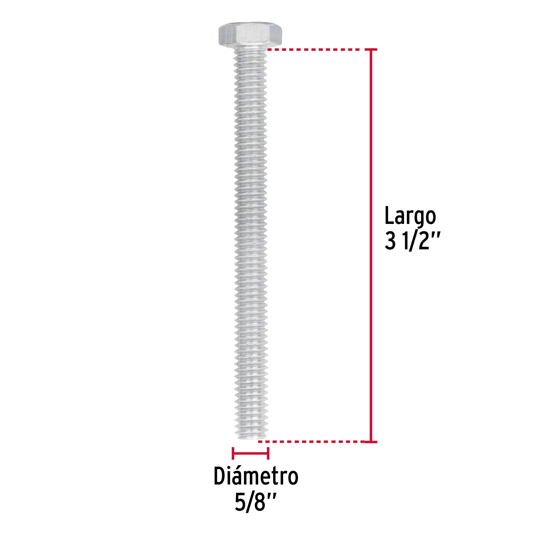 Bolsa con 6 tornillos 5/8" x 3-1/2" tipo máquina, FIERO