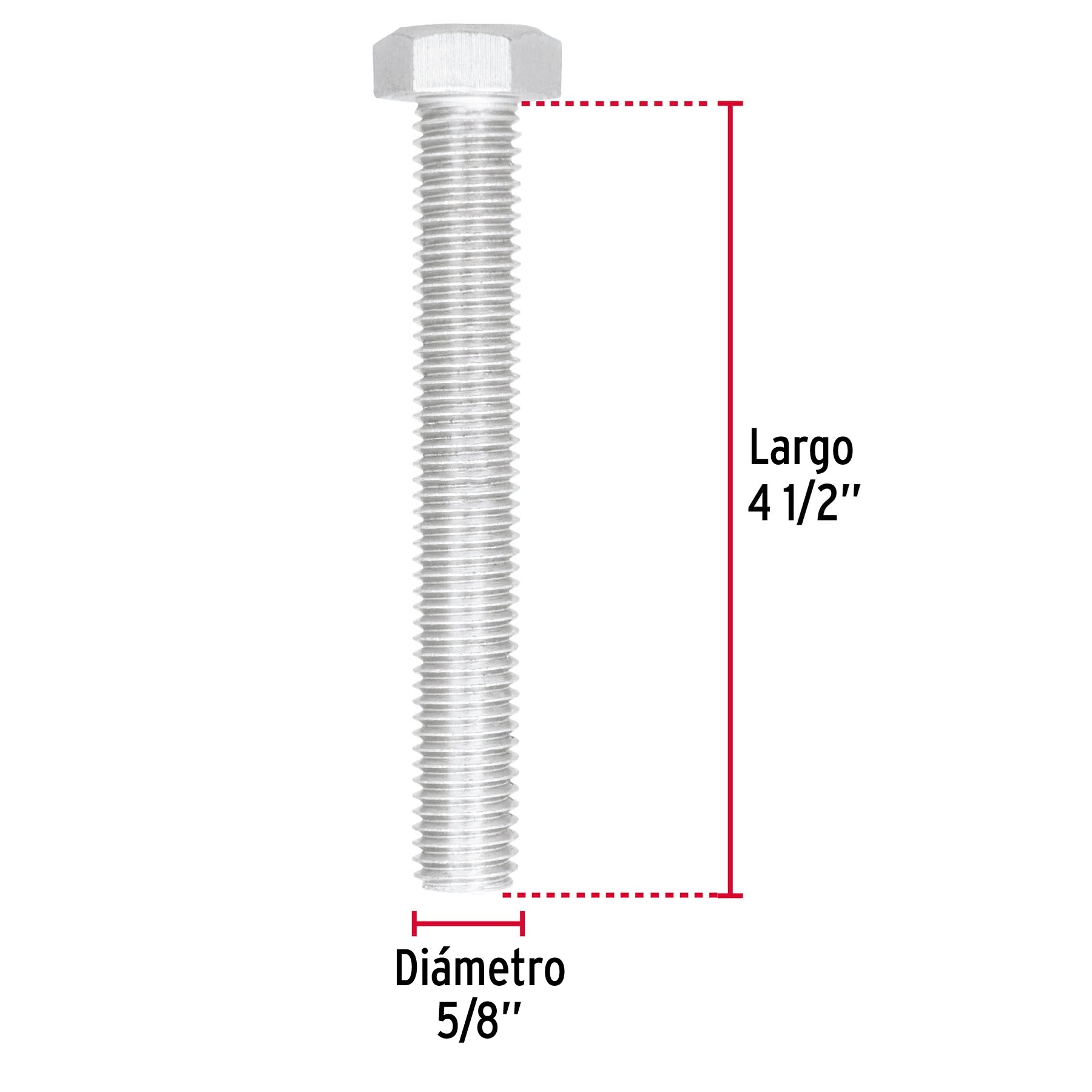 Bolsa con 6 tornillos 5/8" x 4-1/2" tipo máquina, FIERO