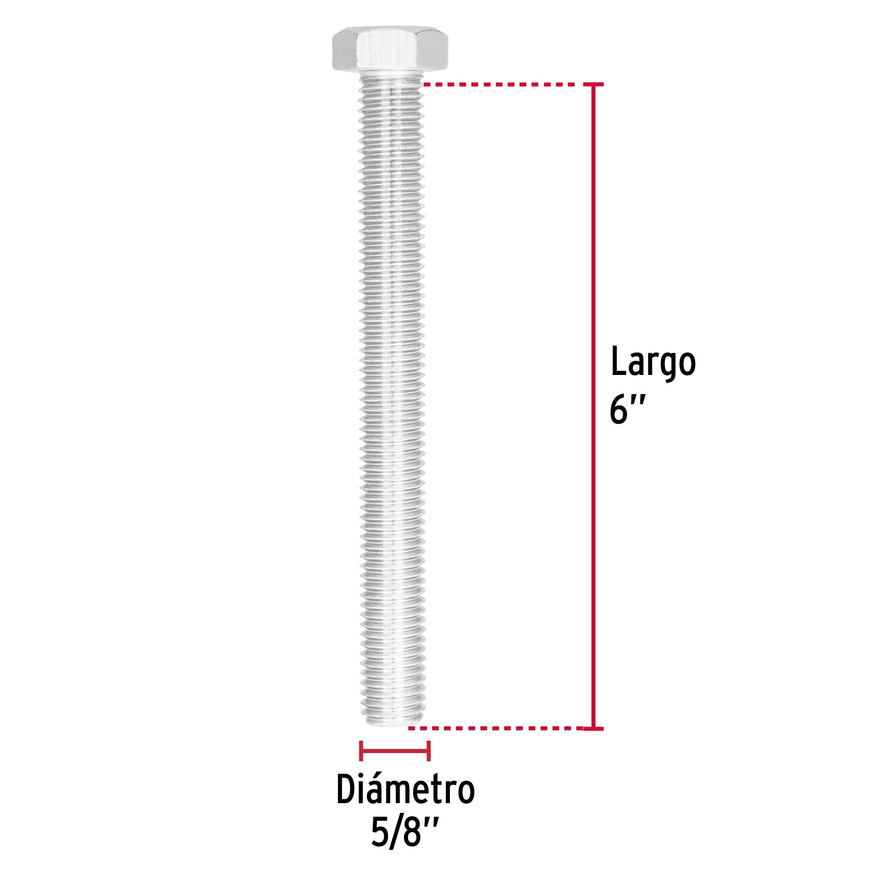Bolsa con 4 tornillos 5/8" x 6" tipo máquina, FIERO