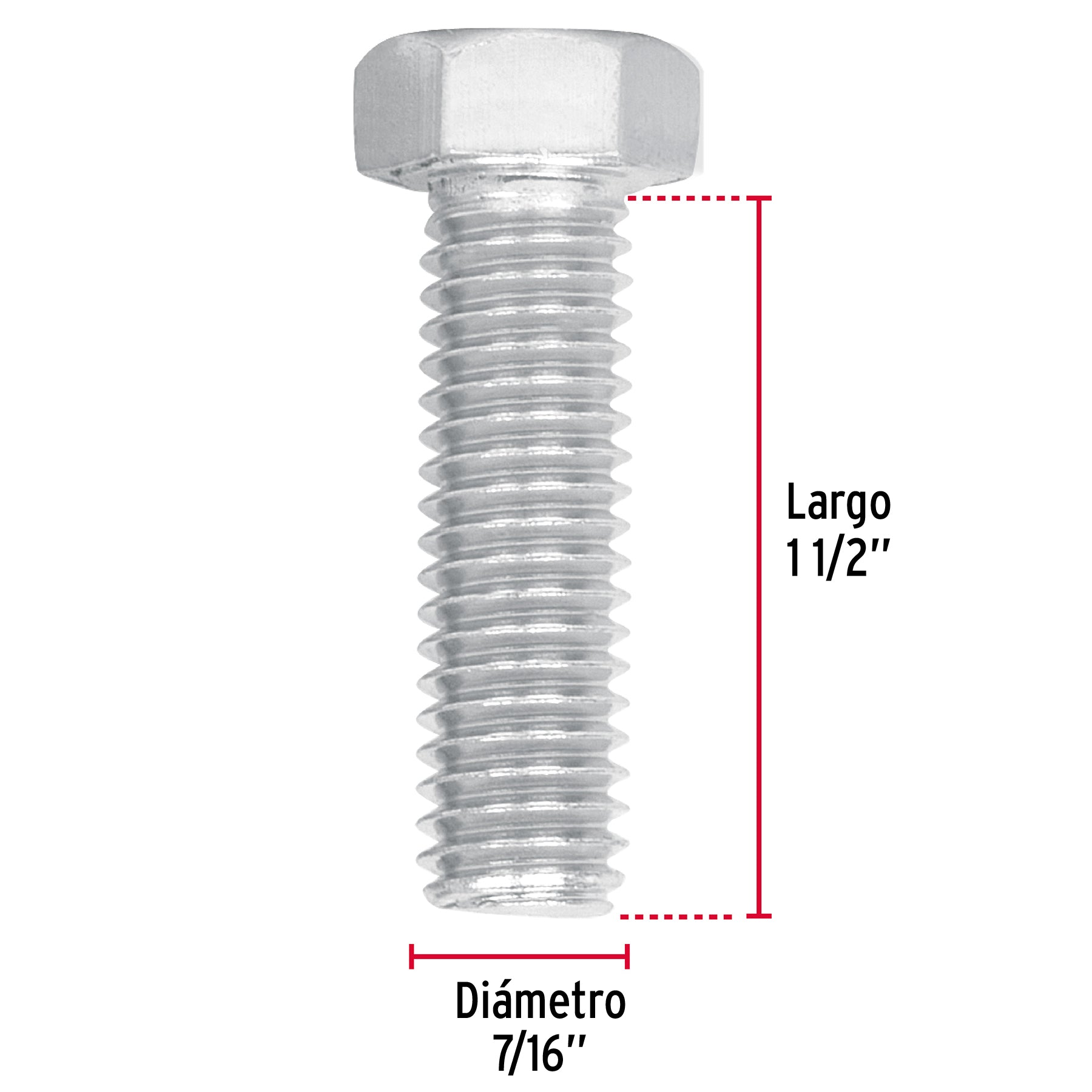 Bolsa con 50 tornillos 7/16" x 1-1/2" tipo máquina, FIERO
