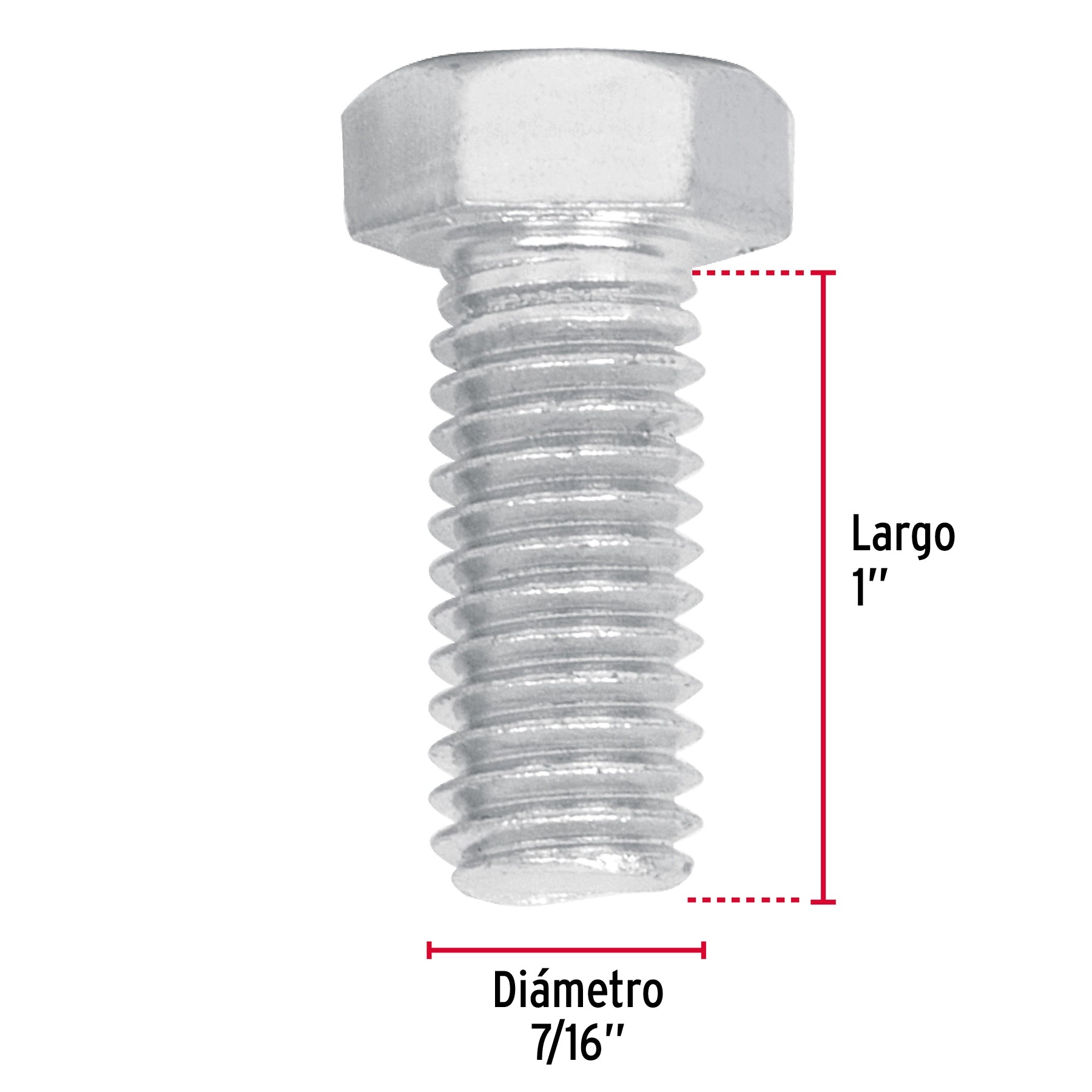 Bolsa con 60 tornillos 7/16" x 1" tipo máquina, FIERO