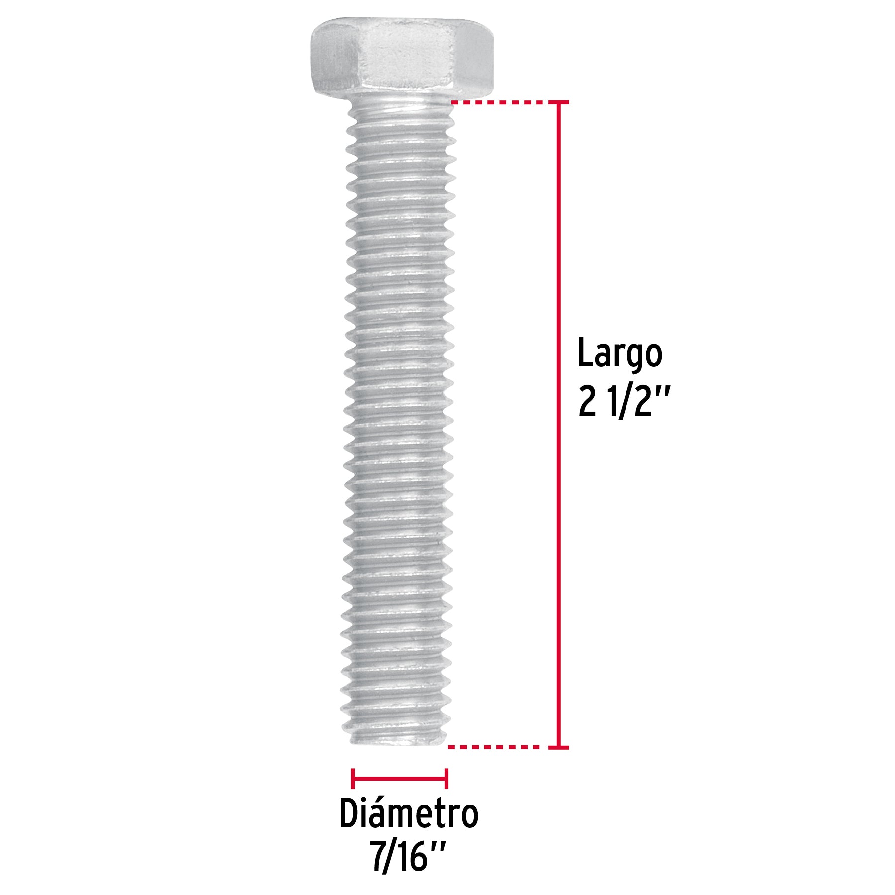 Bolsa con 30 tornillos 7/16" x 2-1/2" tipo máquina, FIERO