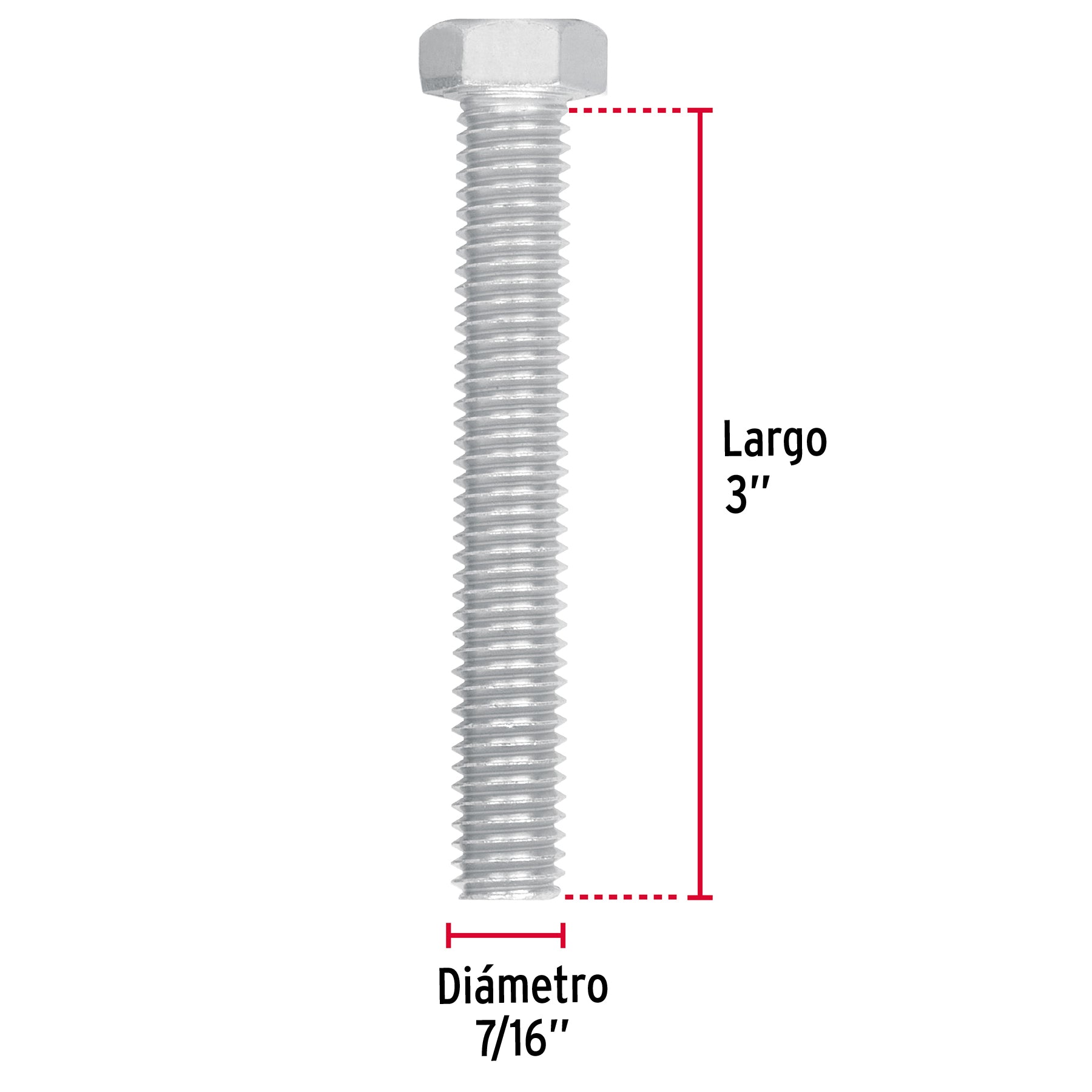 Bolsa con 30 tornillos 7/16" x 3" tipo máquina, FIERO