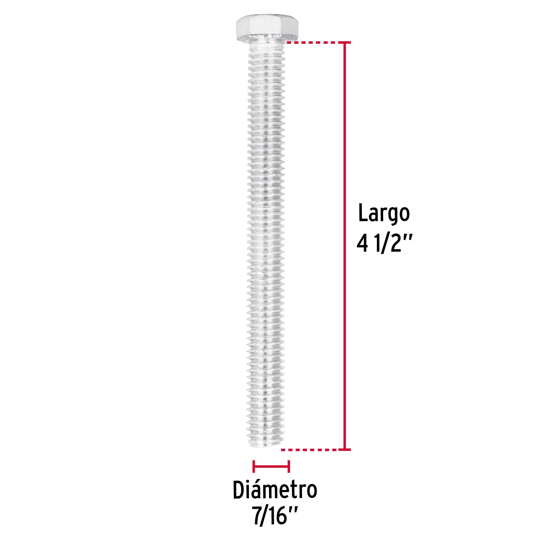 Bolsa con 15 tornillos 7/16" x 4-1/2" tipo máquina, FIERO