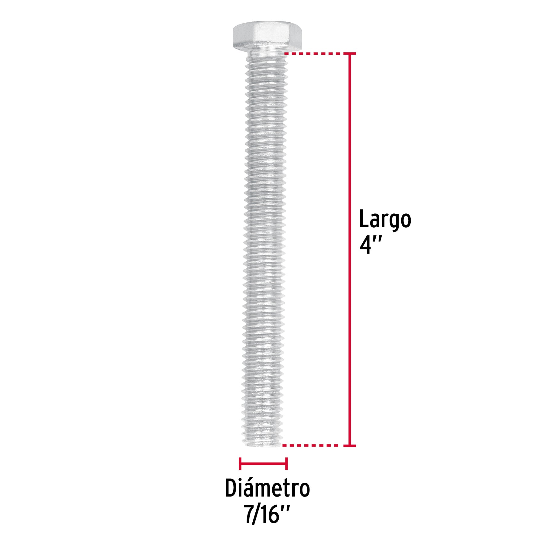 Bolsa con 20 tornillos 7/16" x 4" tipo máquina, FIERO