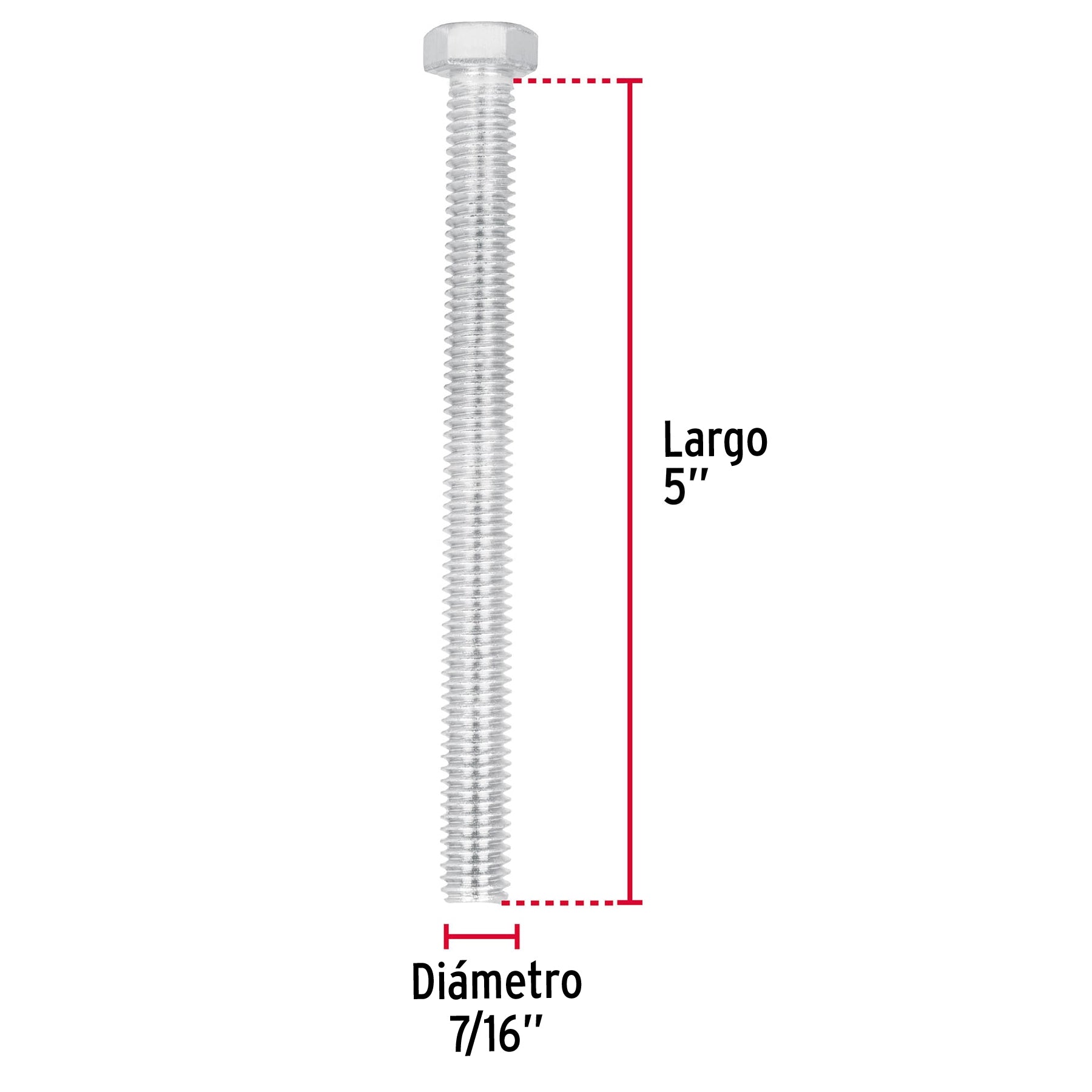 Bolsa con 10 tornillos 7/16" x 5" tipo máquina, FIERO