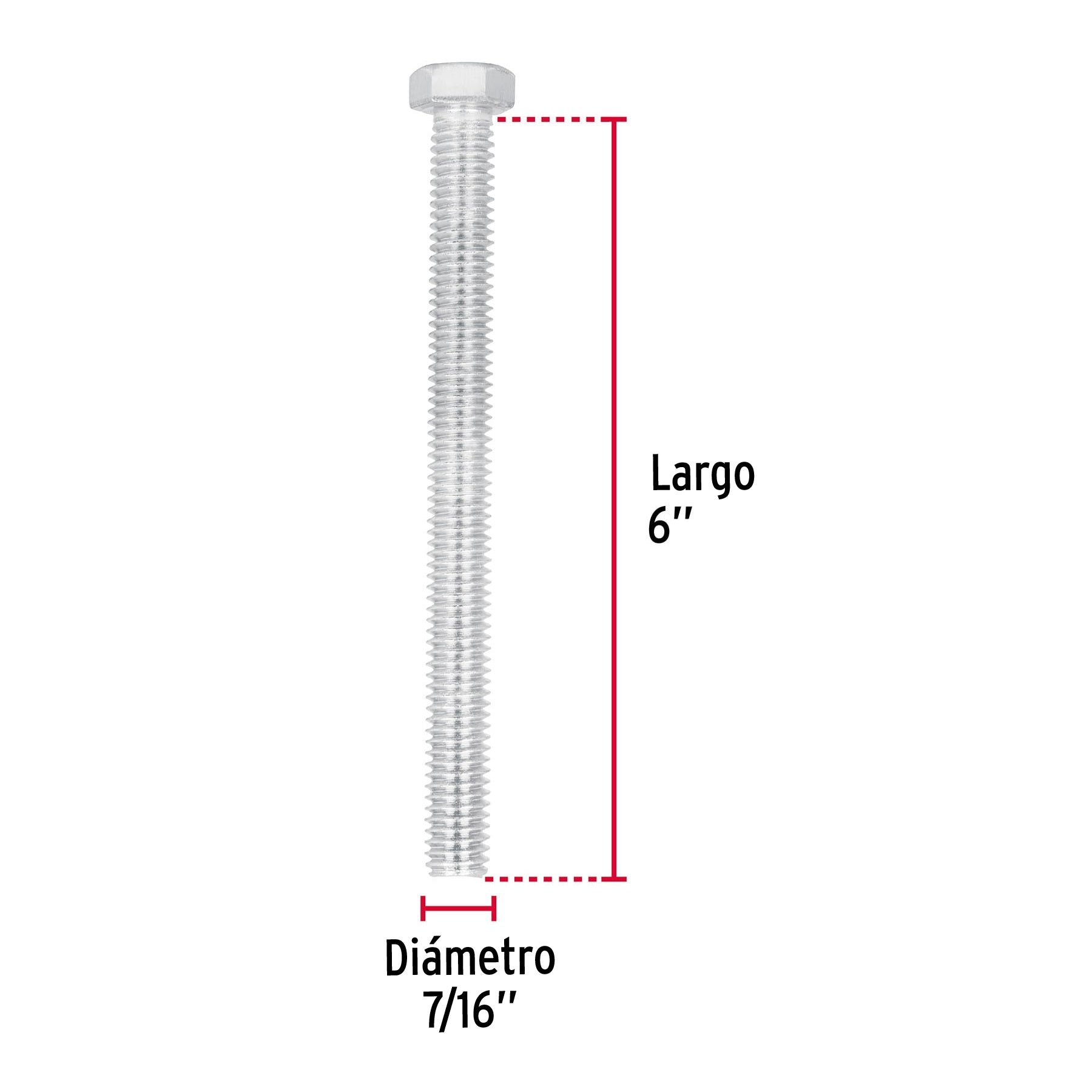 Bolsa con 10 tornillos 7/16" x 6" tipo máquina, FIERO