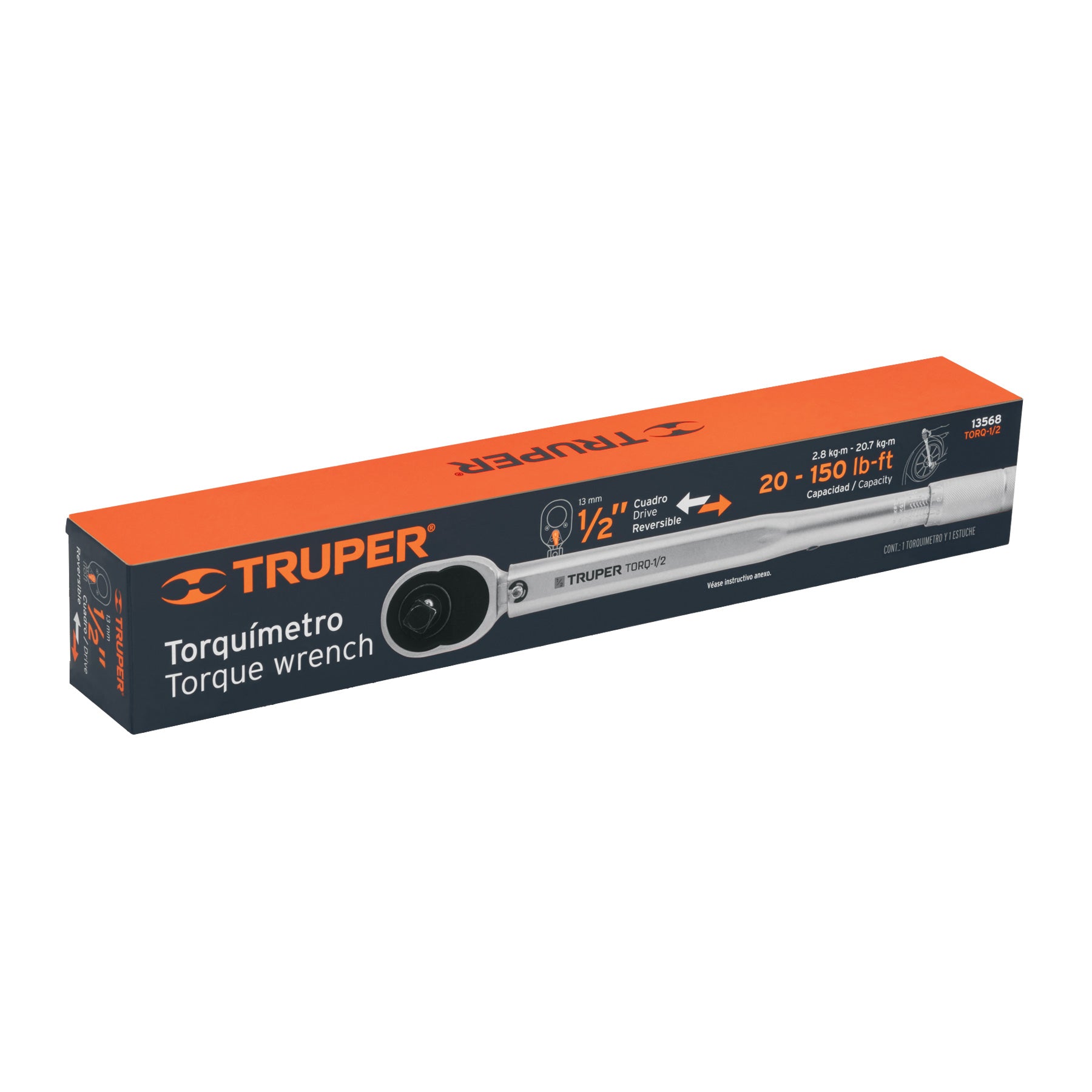 Torquímetro de trueno, dos lecturas, cuadro 1/2", TRUPER