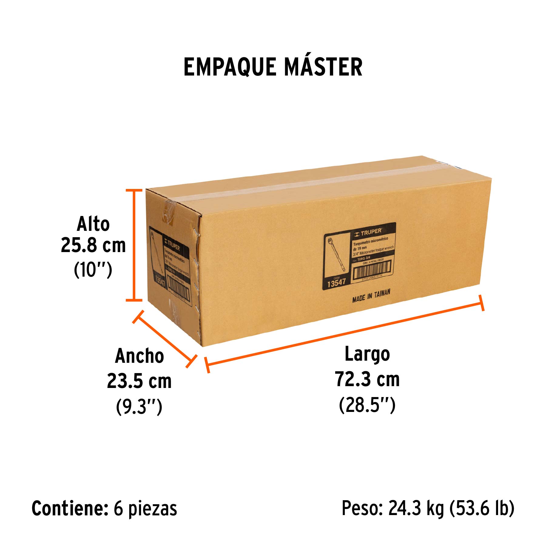 Torquímetro micrométrico, cuadro 3/4", TRUPER - Empaque