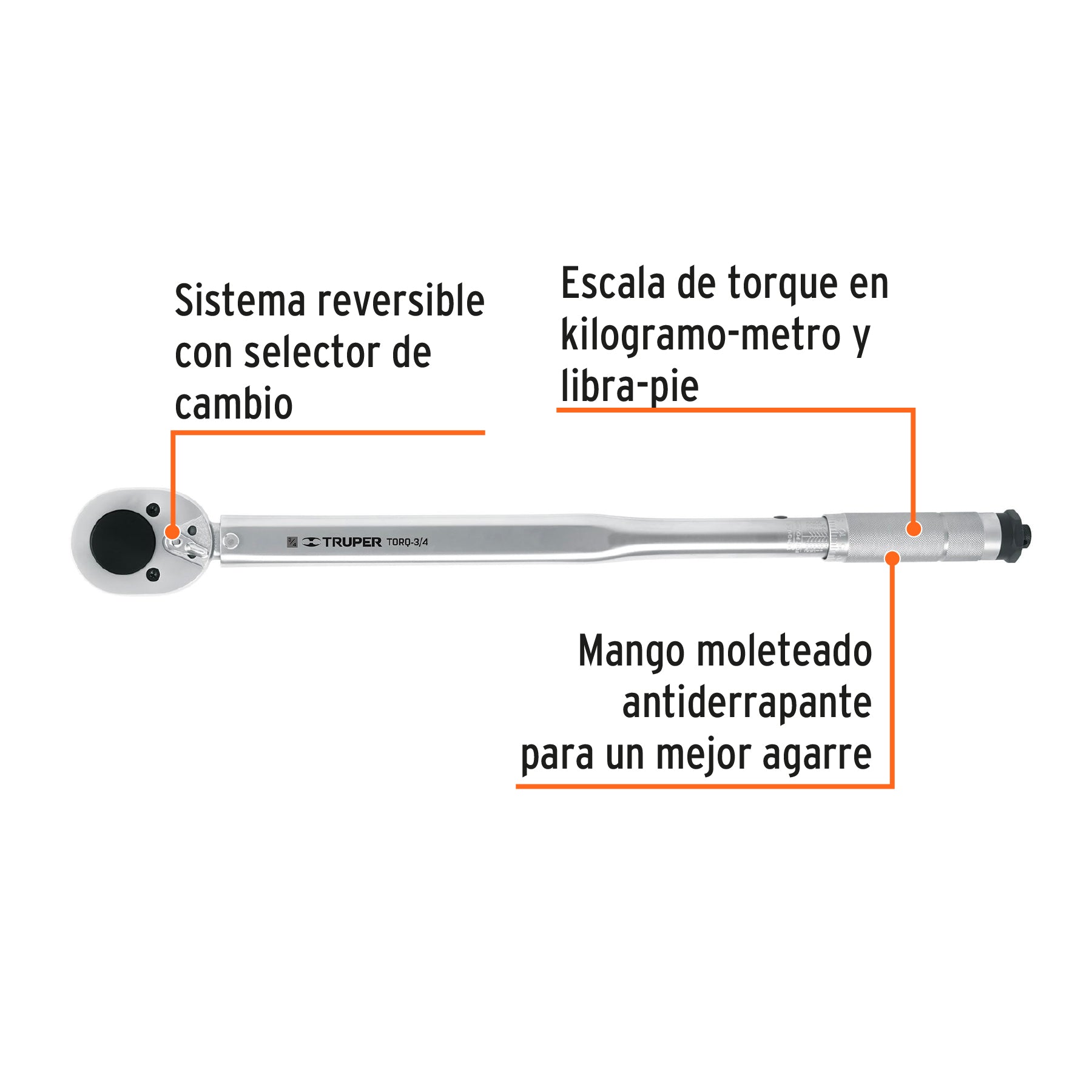 Torquímetro micrométrico, cuadro 3/4", TRUPER