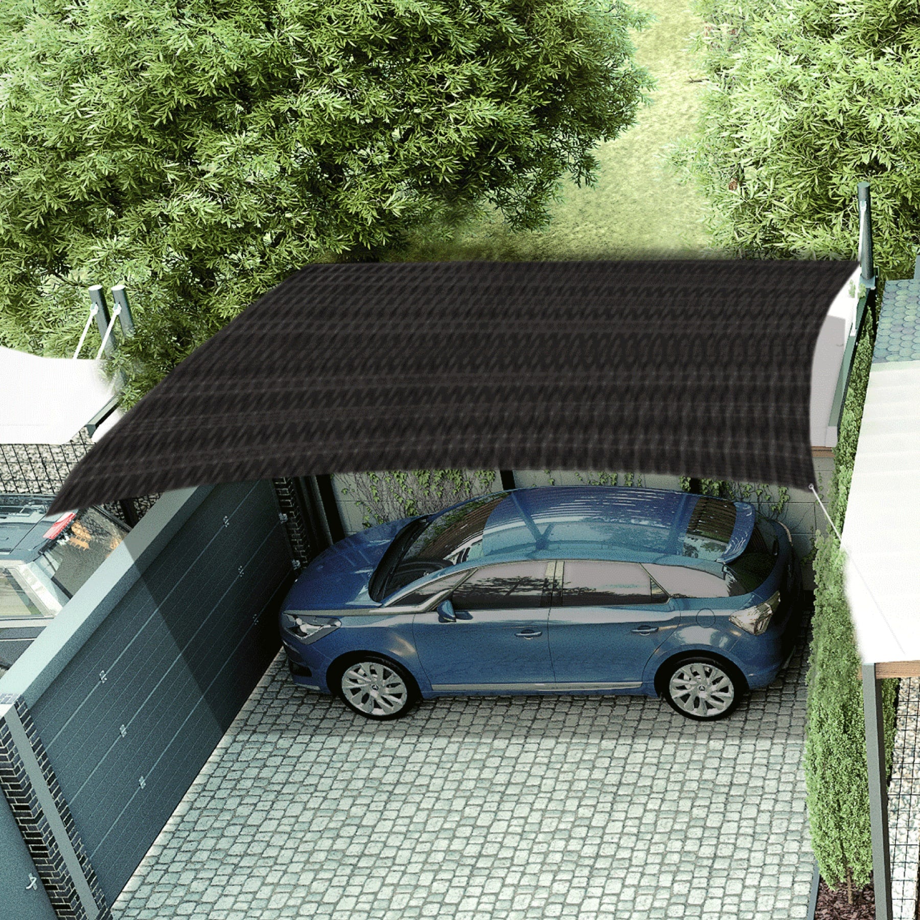 Toldo sombra 80%, monofilamento negro, 3.6m x 3m, FIERO