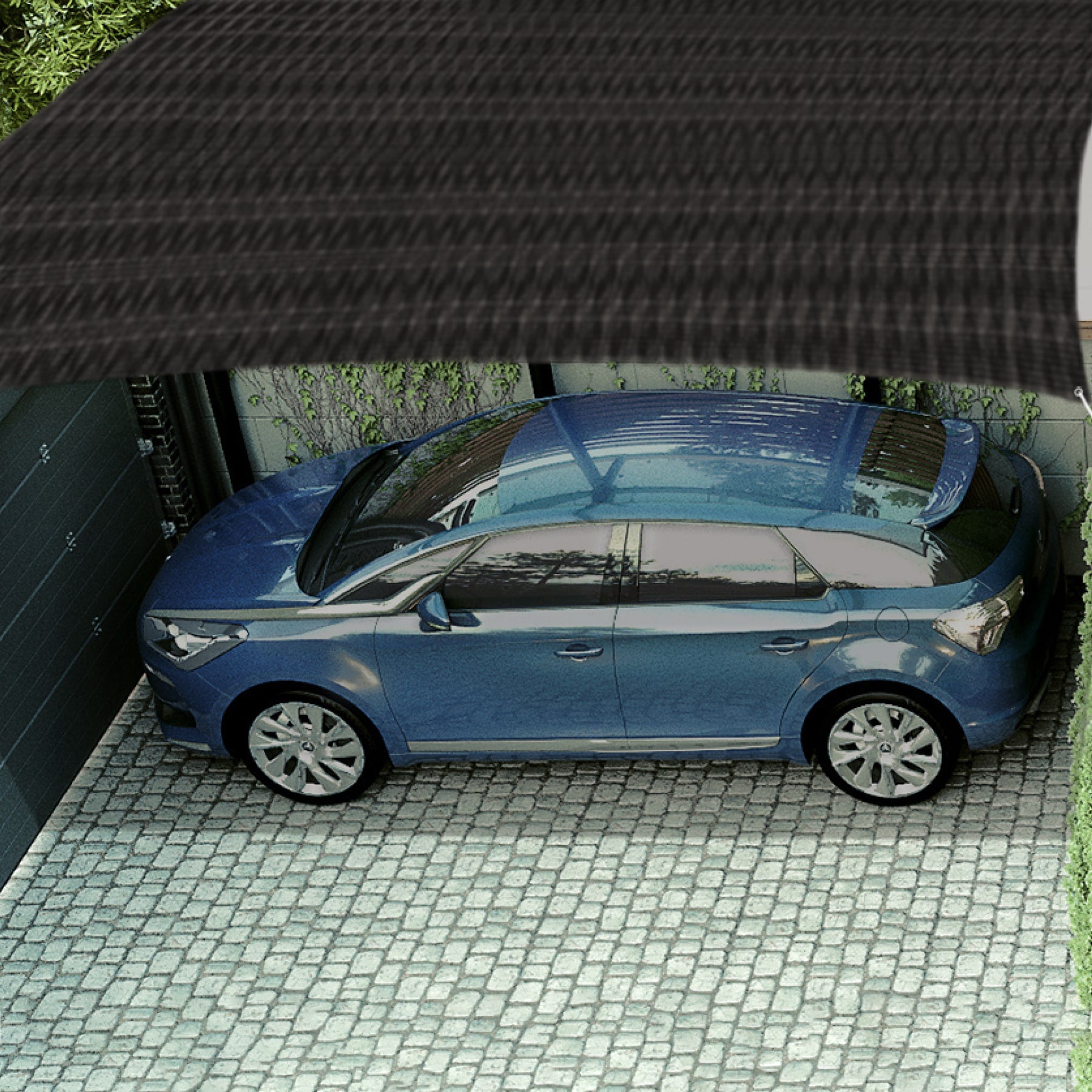 Toldo sombra 80%, monofilamento negro, 3.6m x 5m, FIERO