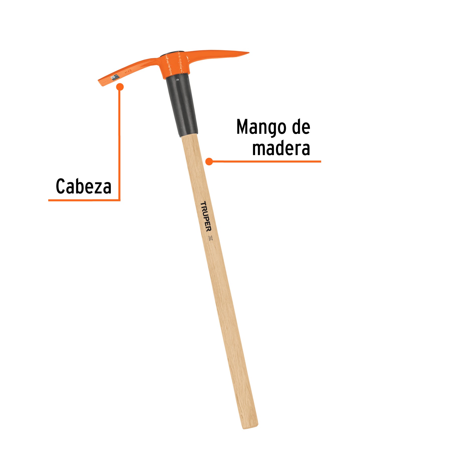 Talacho-pico 2.5 lb, mango de madera 36", TRUPER