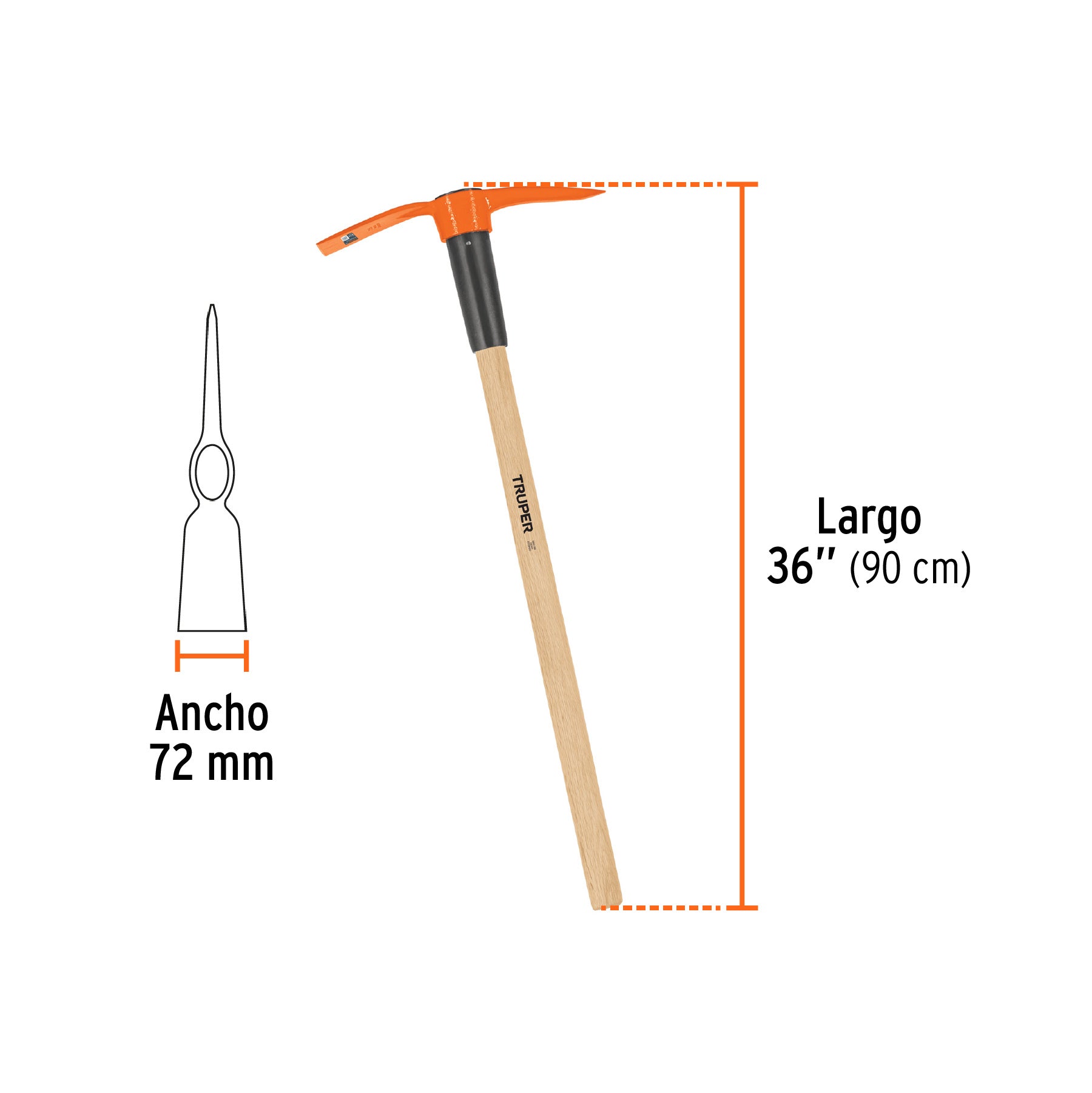 Talacho-pico 2.5 lb, mango de madera 36", TRUPER