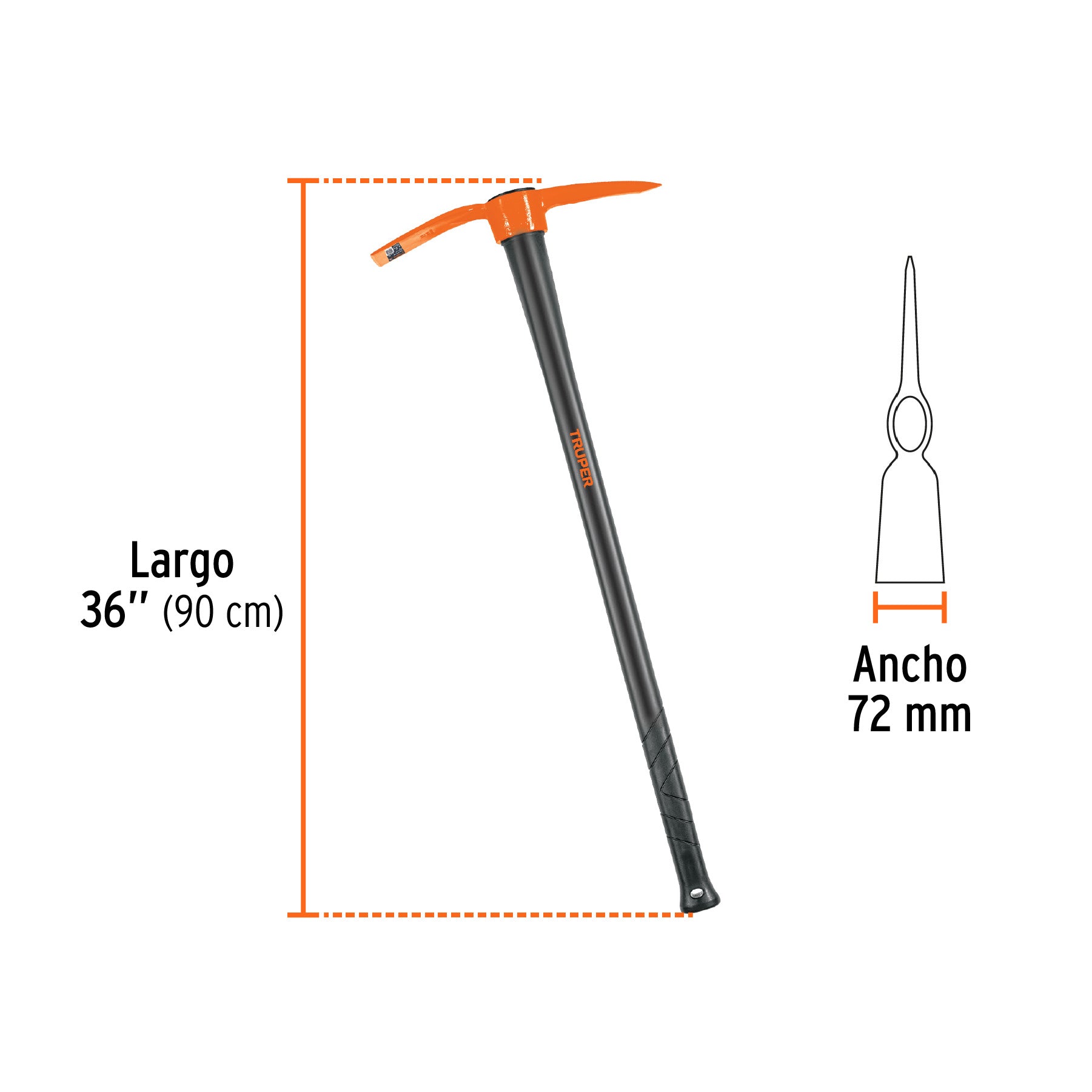 Talacho-pico 2.5 lb, mango fibra de vidrio 36", TRUPER