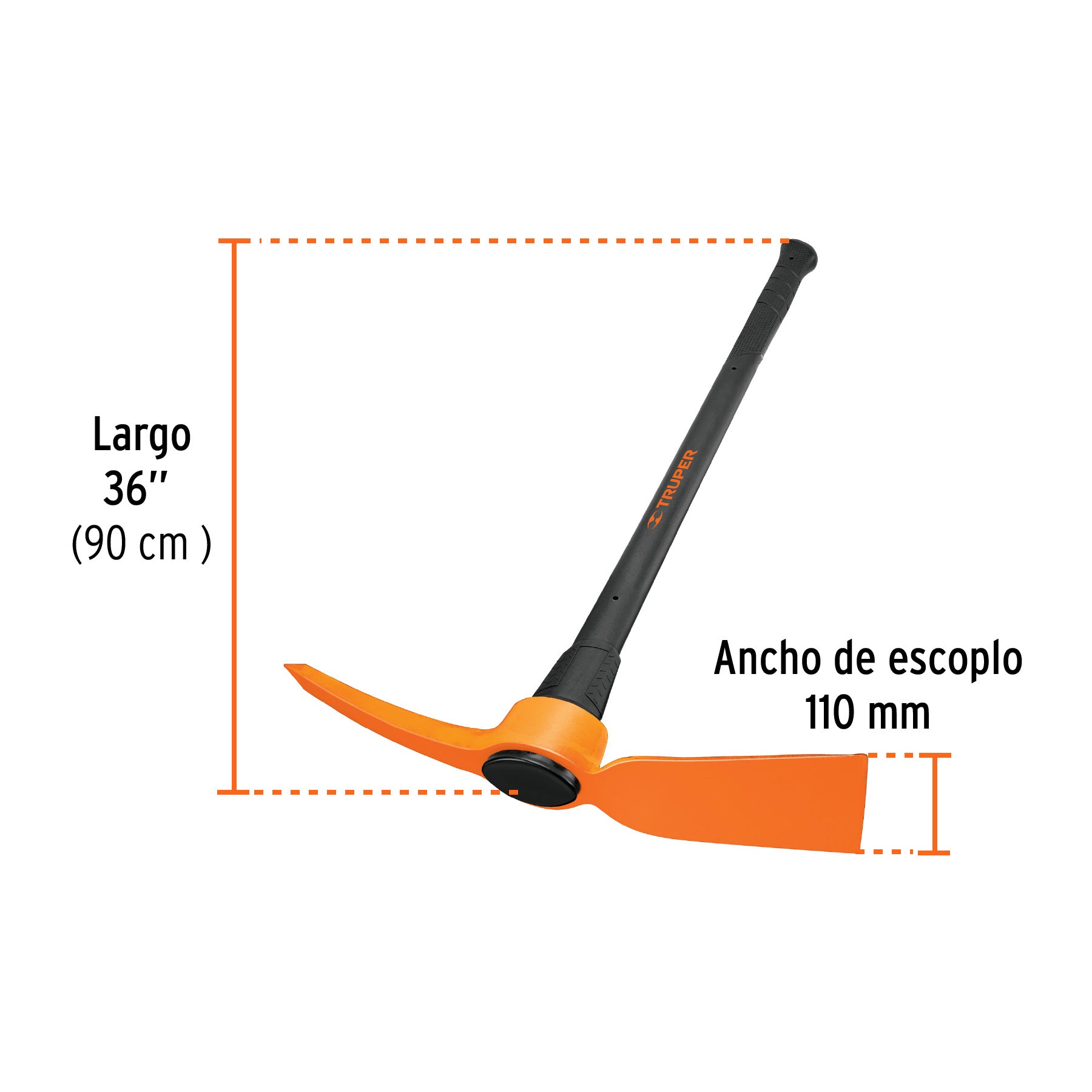 Talacho-pico 5 lb, mango fibra de vidrio 36", TRUPER