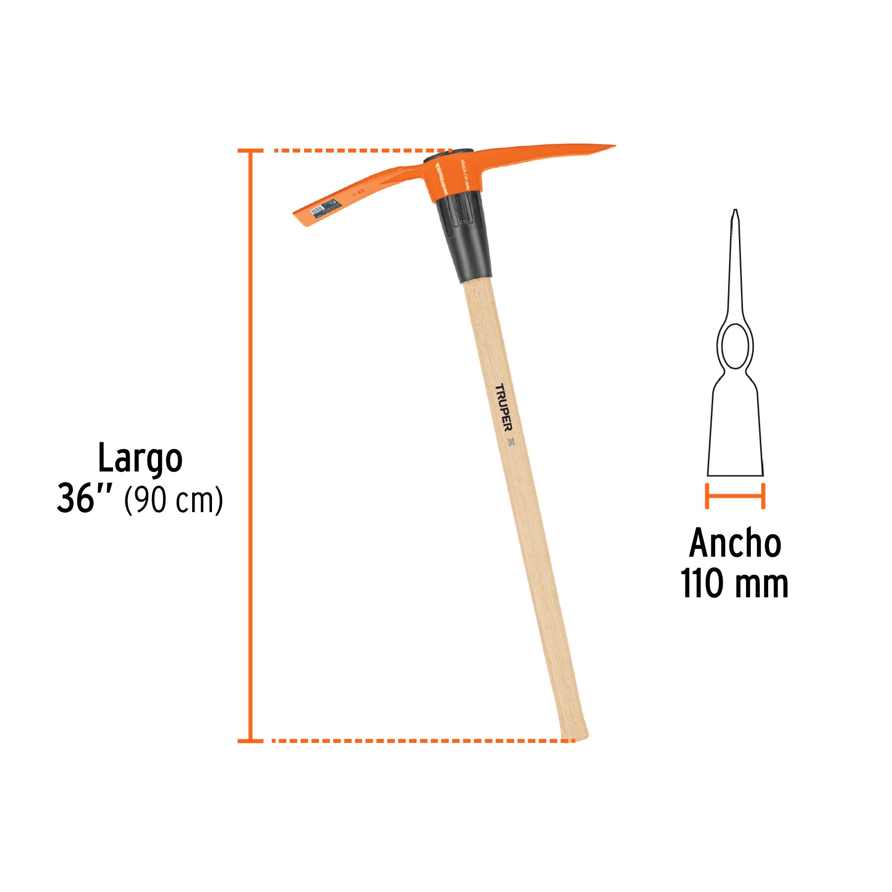 Talacho-pico 5 lb, mango de madera 36", TRUPER