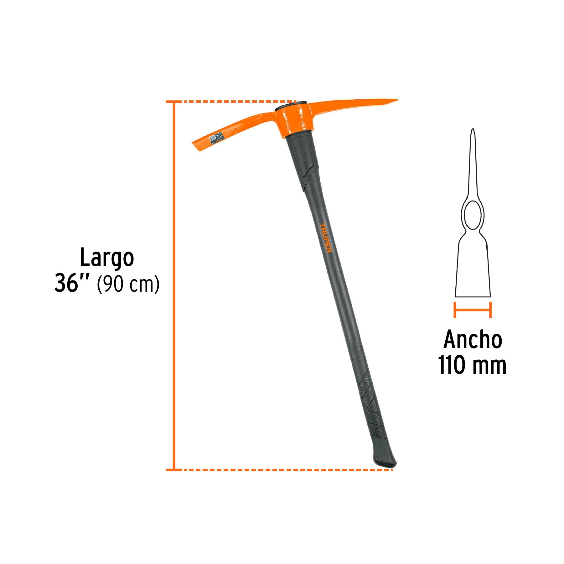 Talacho-pico 5 lb, mango fibra de vidrio 36", TRUPER