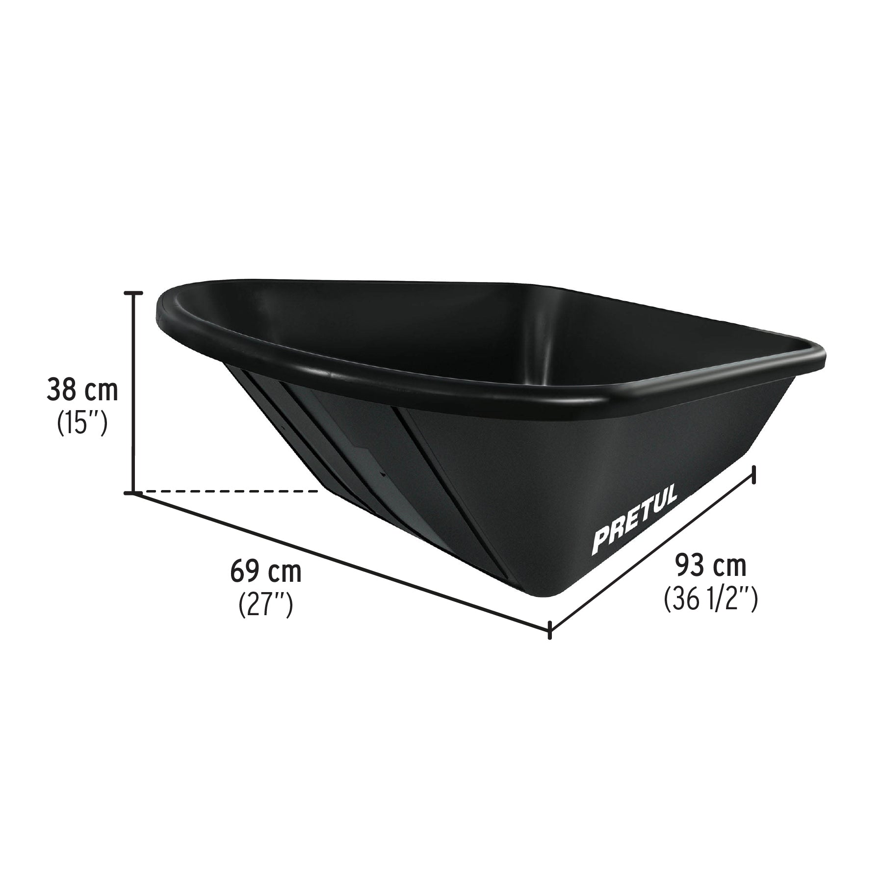 Carretilla concha plástica 5 ft3 Neumática b/tubular, PRETUL