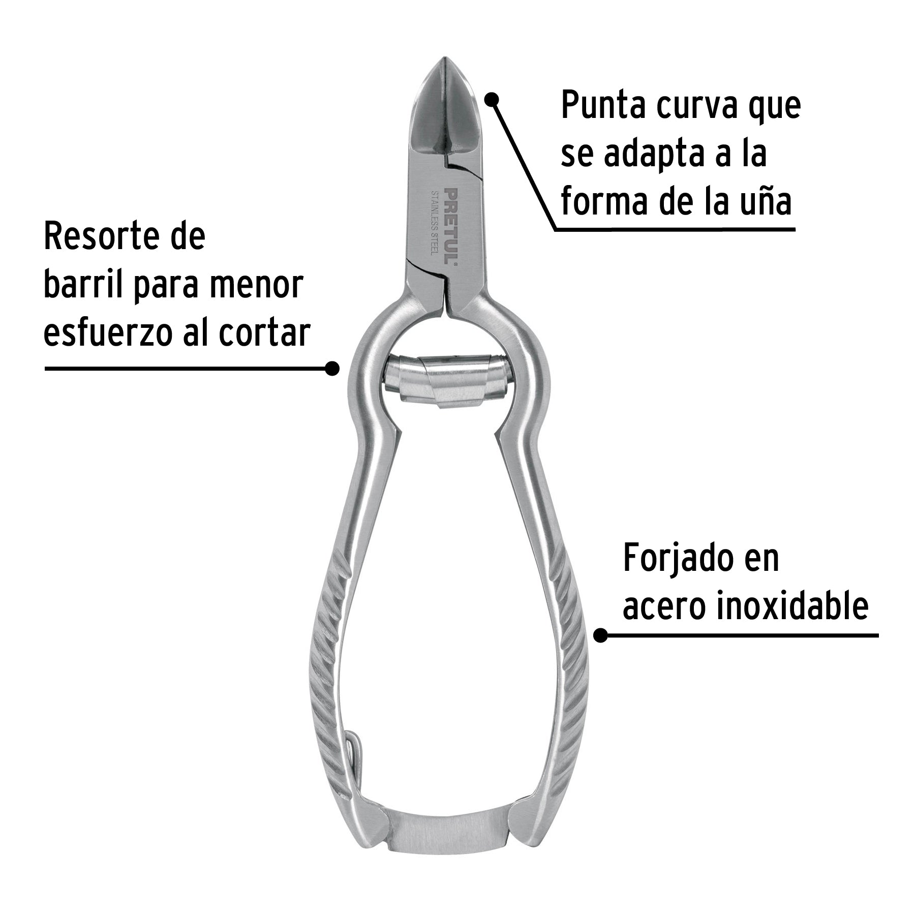 Alicate 6" de acero inoxidable para pedicure, PRETUL