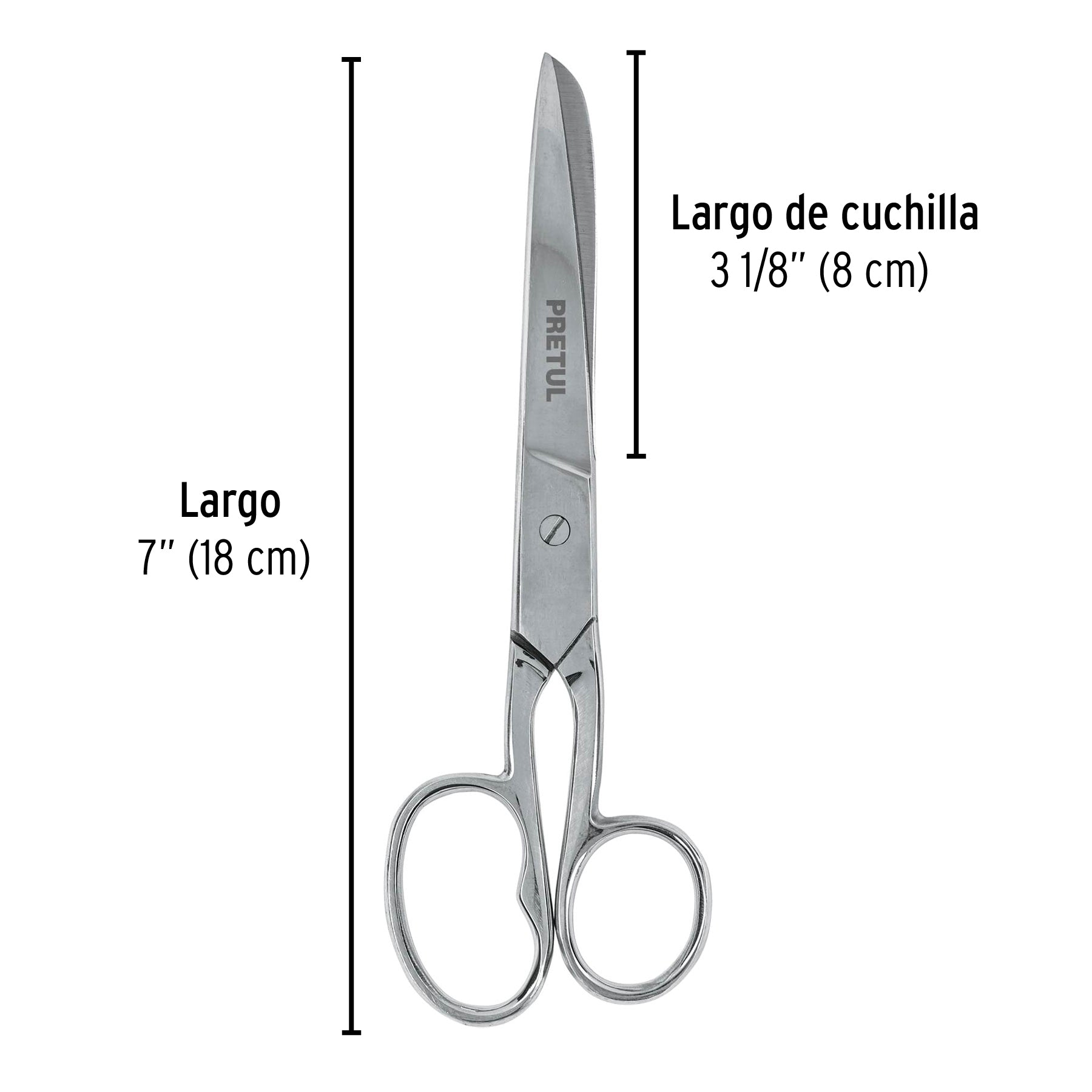 Tijera 7" para costura, ojo grande, acero inoxidable, PRETUL