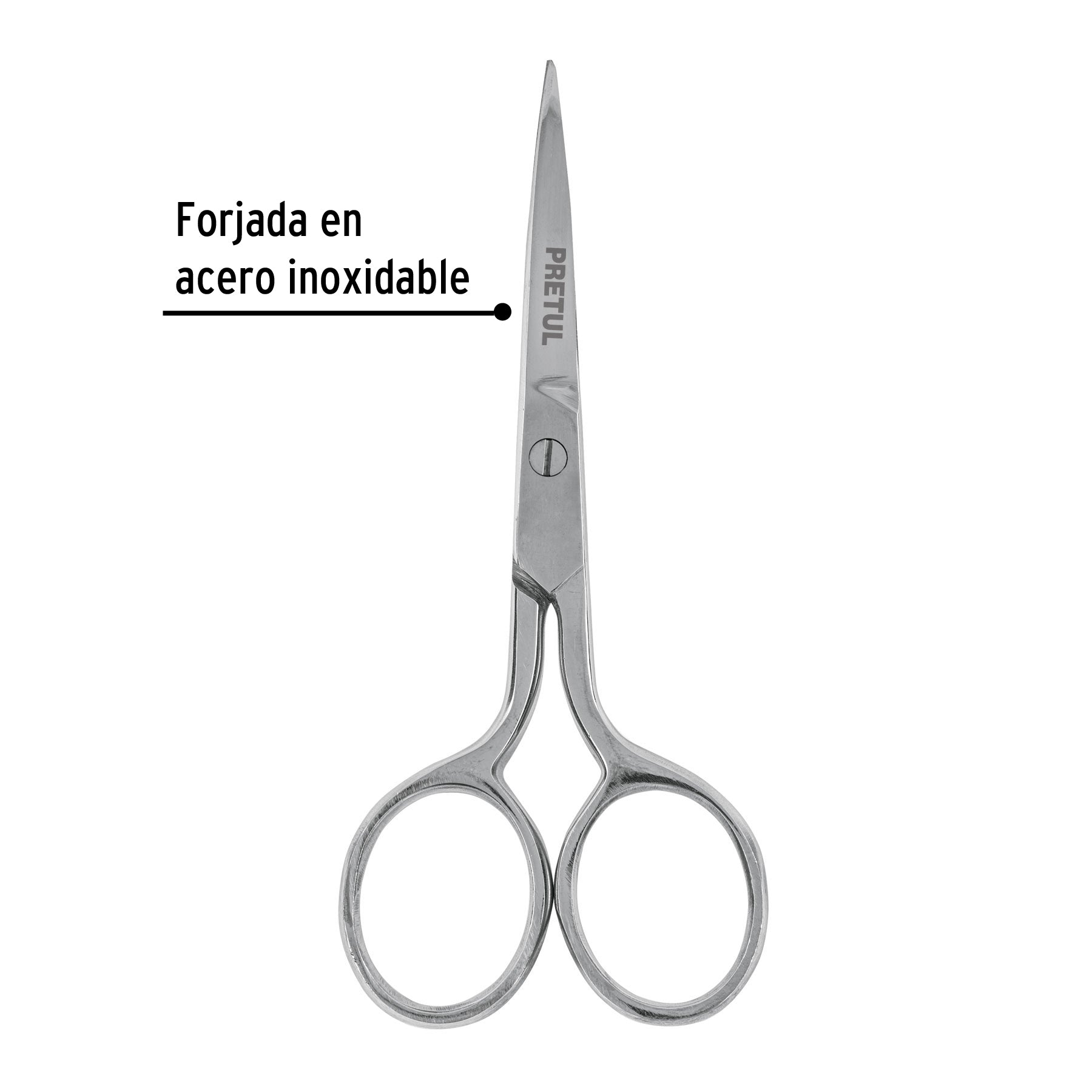 Tijera 4" para bordar, de acero inoxidable, PRETUL