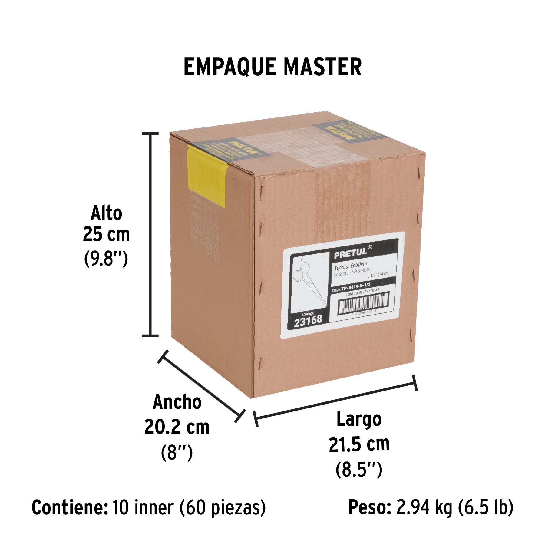 Tijera 5-1/2" estilista, con gancho, acero inoxidable,PRETUL - Empaque