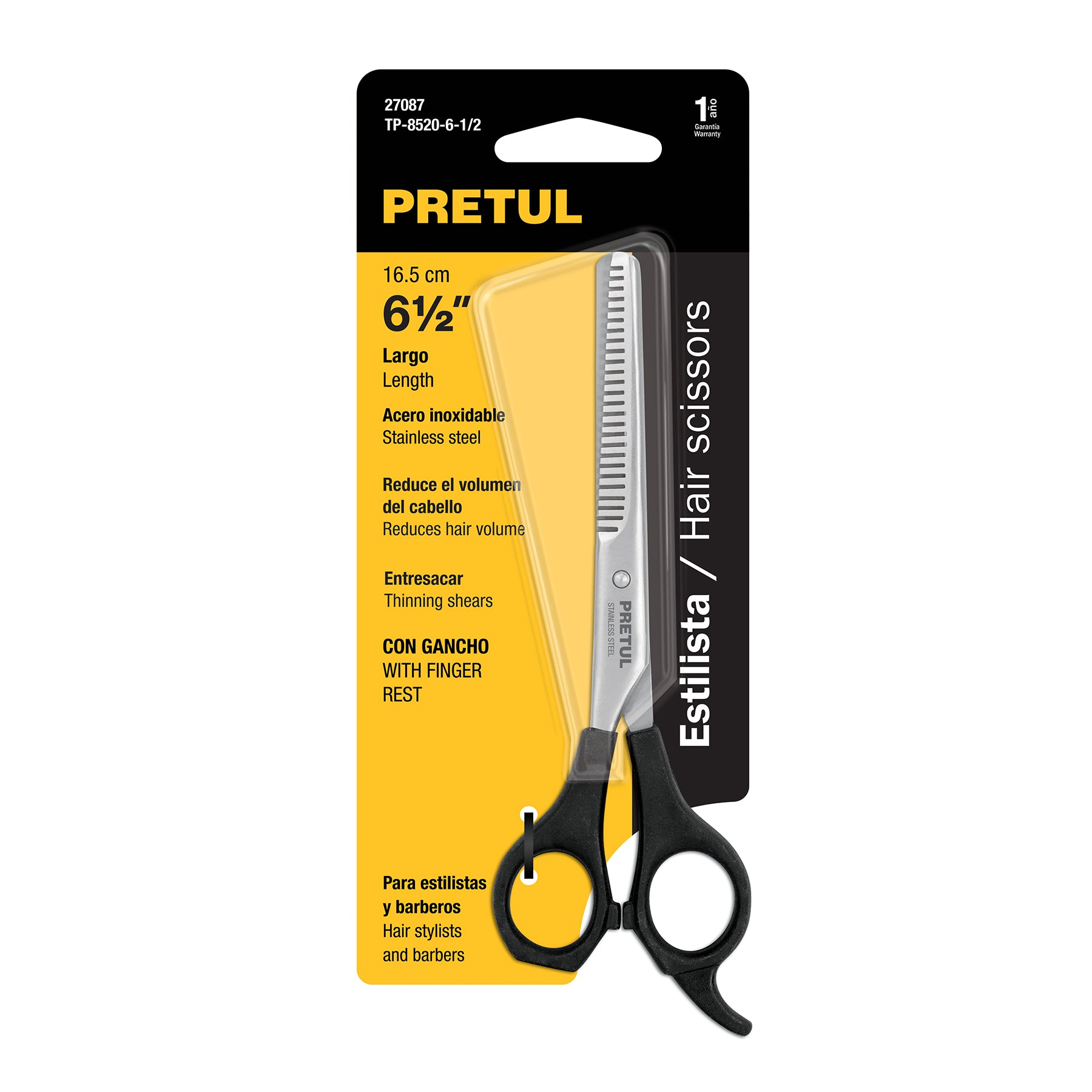 Tijera 6-1/2" estilista,degrafilado,acero inoxidable, PRETUL