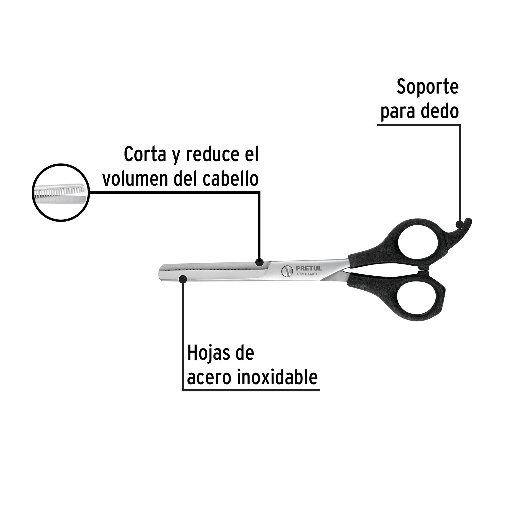 Tijera 6-1/2" estilista,degrafilado,acero inoxidable, PRETUL