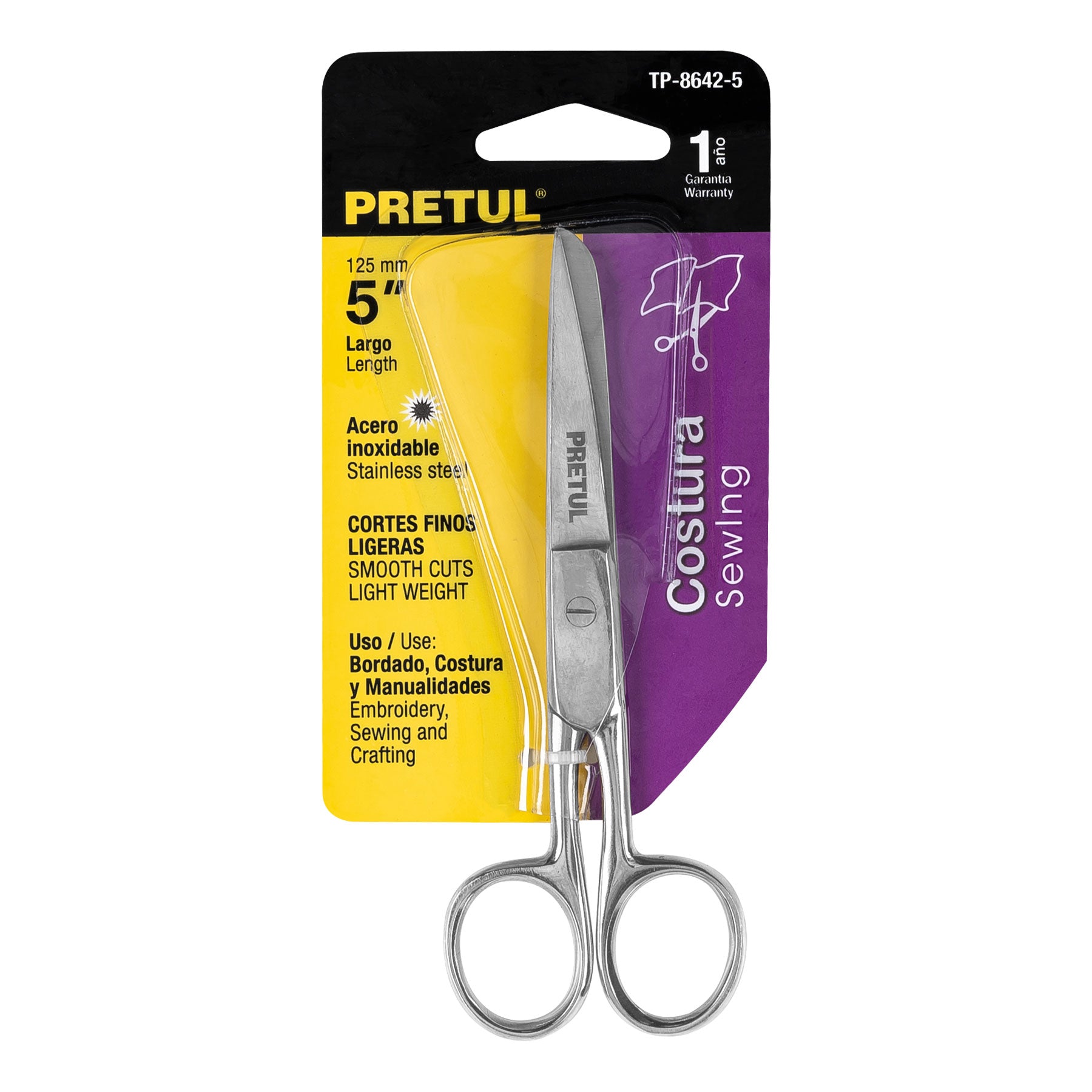Tijera 5" para costura, de acero inoxidable, PRETUL