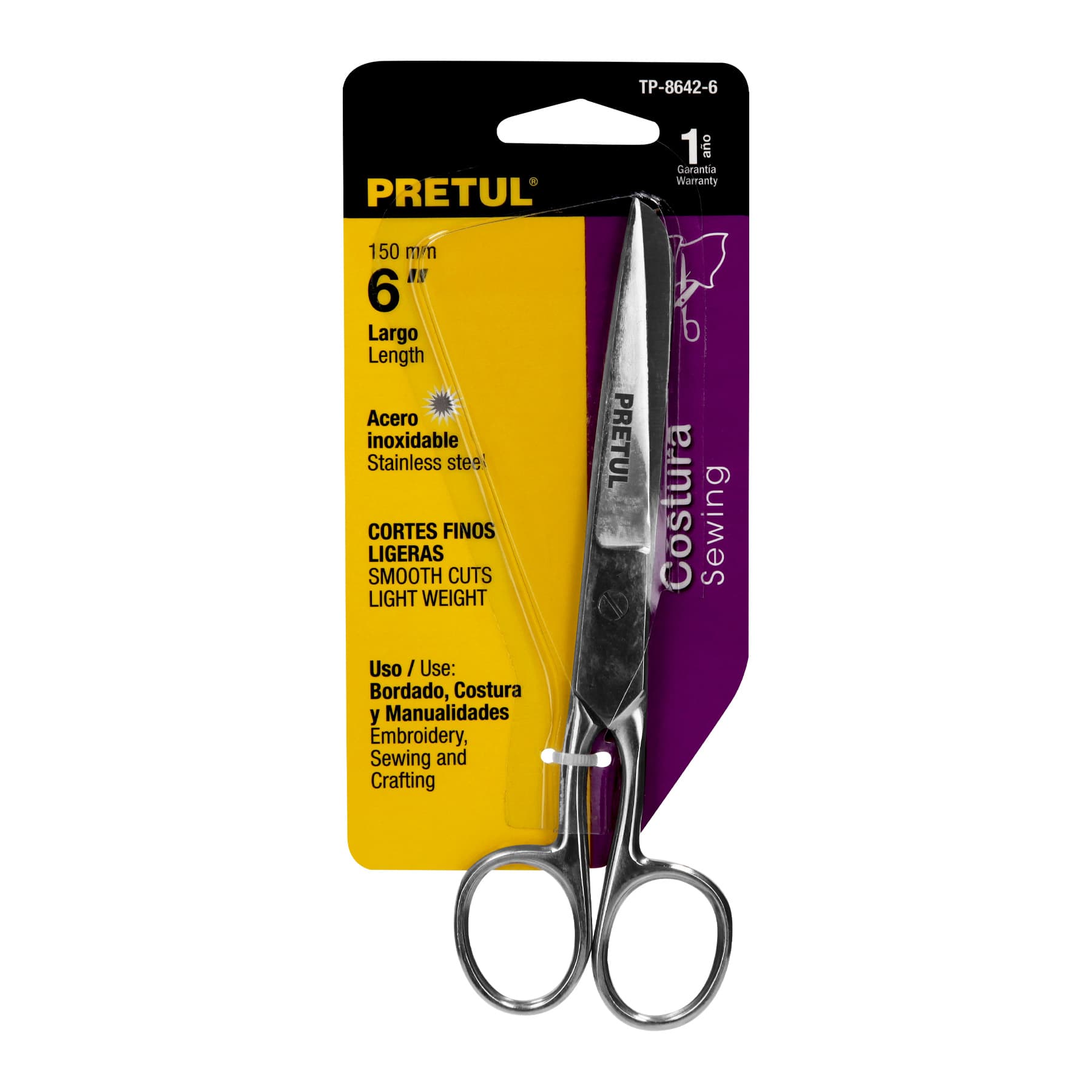 Tijera 6" para costura, de acero inoxidable, PRETUL