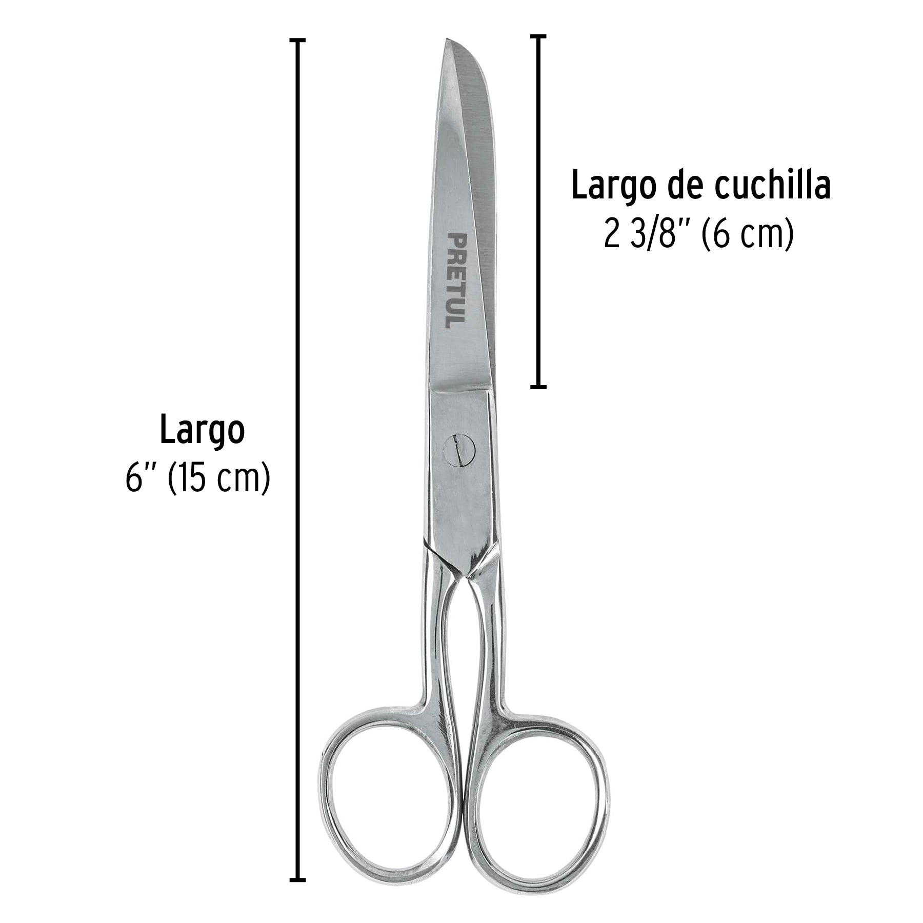Tijera 6" para costura, de acero inoxidable, PRETUL